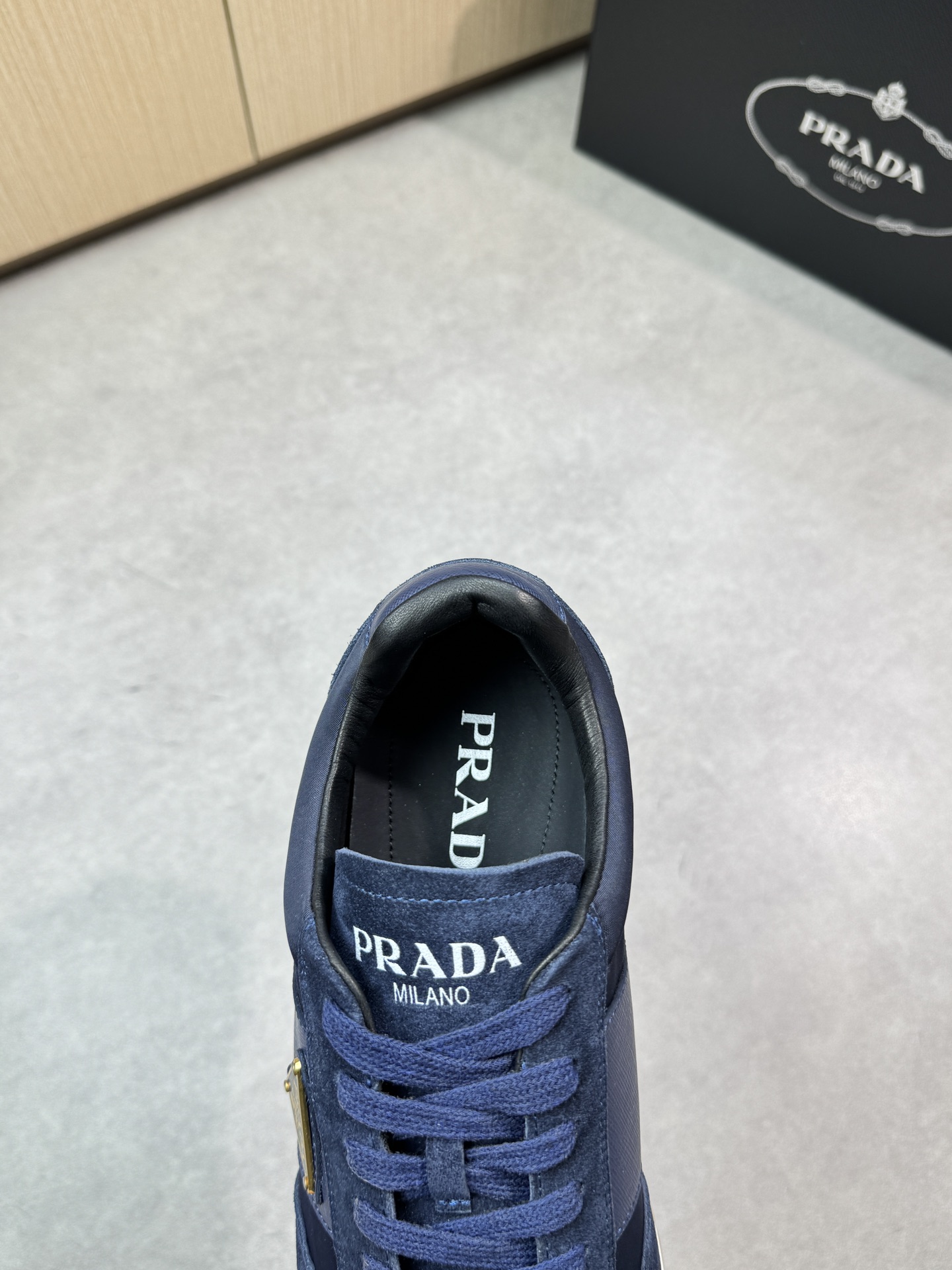 Prada Men's Blue Nappa Leather & Canvas Lightweight Runner Sneakers 8 i1746984287 7372 6