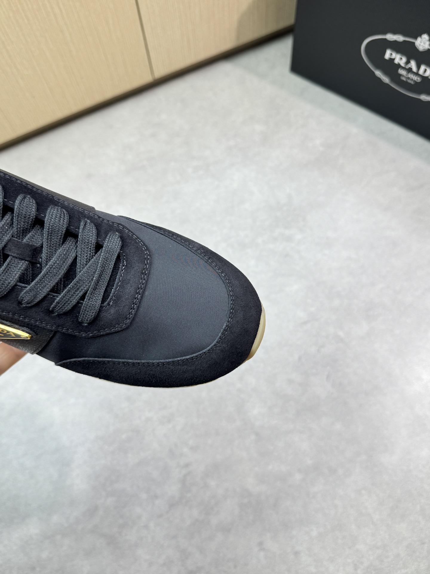Prada Men's Black Leather and Canvas Low-Top Sneakers, Size 38-44 7 i1746984300 1634 5