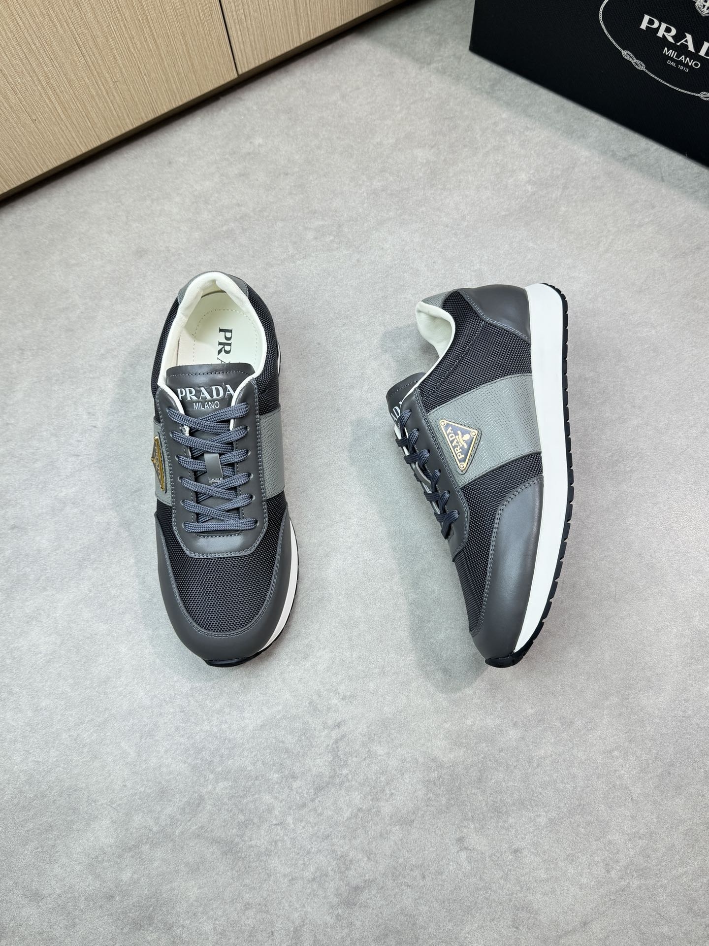 Prada Men's Nappa Leather & Canvas Casual Sneakers - Gray/Black 3 i1746984691 3495 1