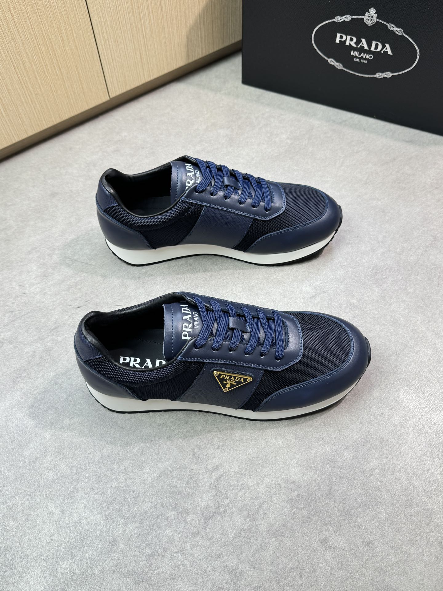 Prada Men's Nappa Leather & Fabric Casual Sneakers - Blue, Size 38-44 2 i1746984704 2530 0