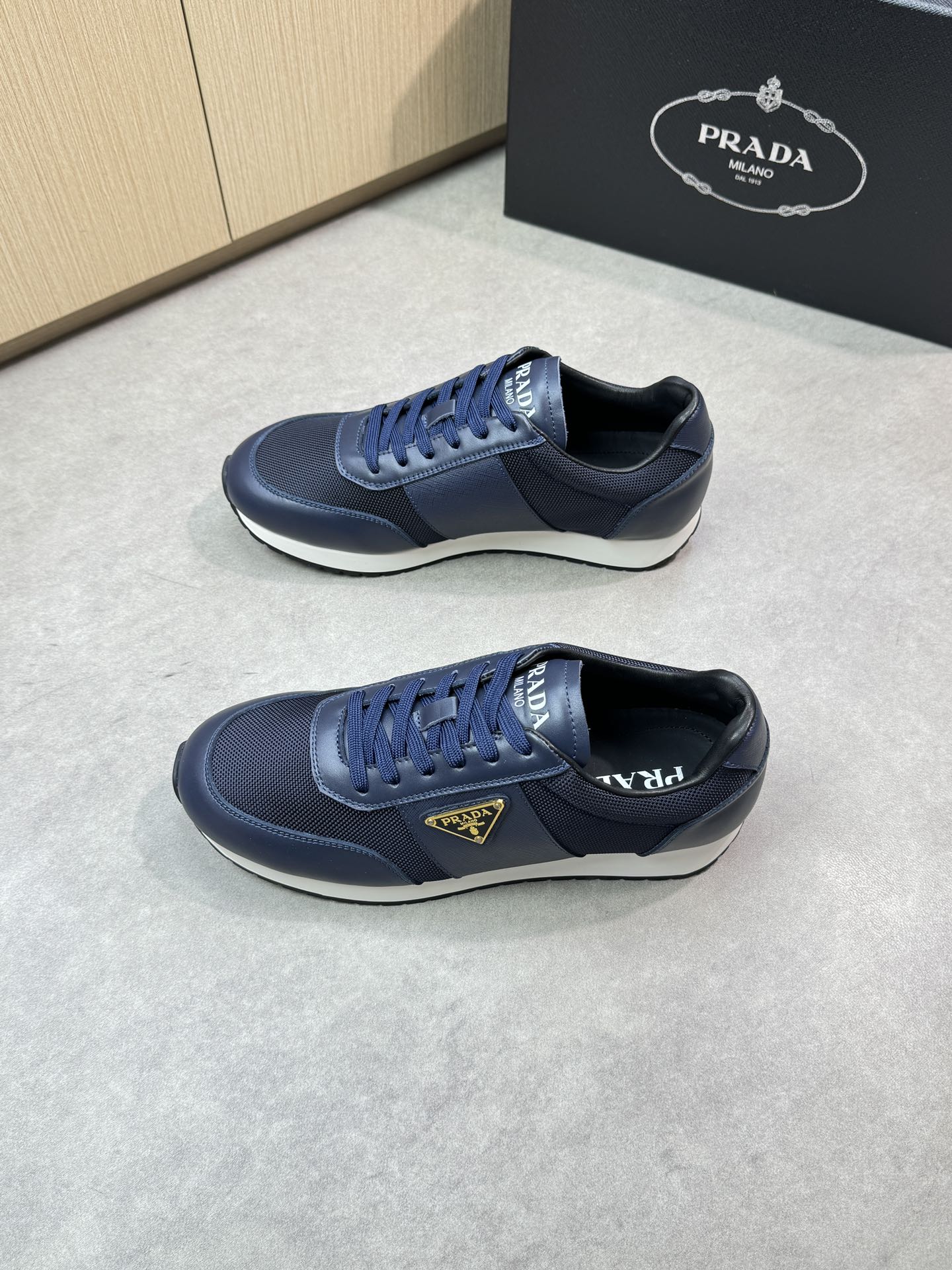 Prada Men's Nappa Leather & Fabric Casual Sneakers - Blue, Size 38-44 4 i1746984704 4768 2