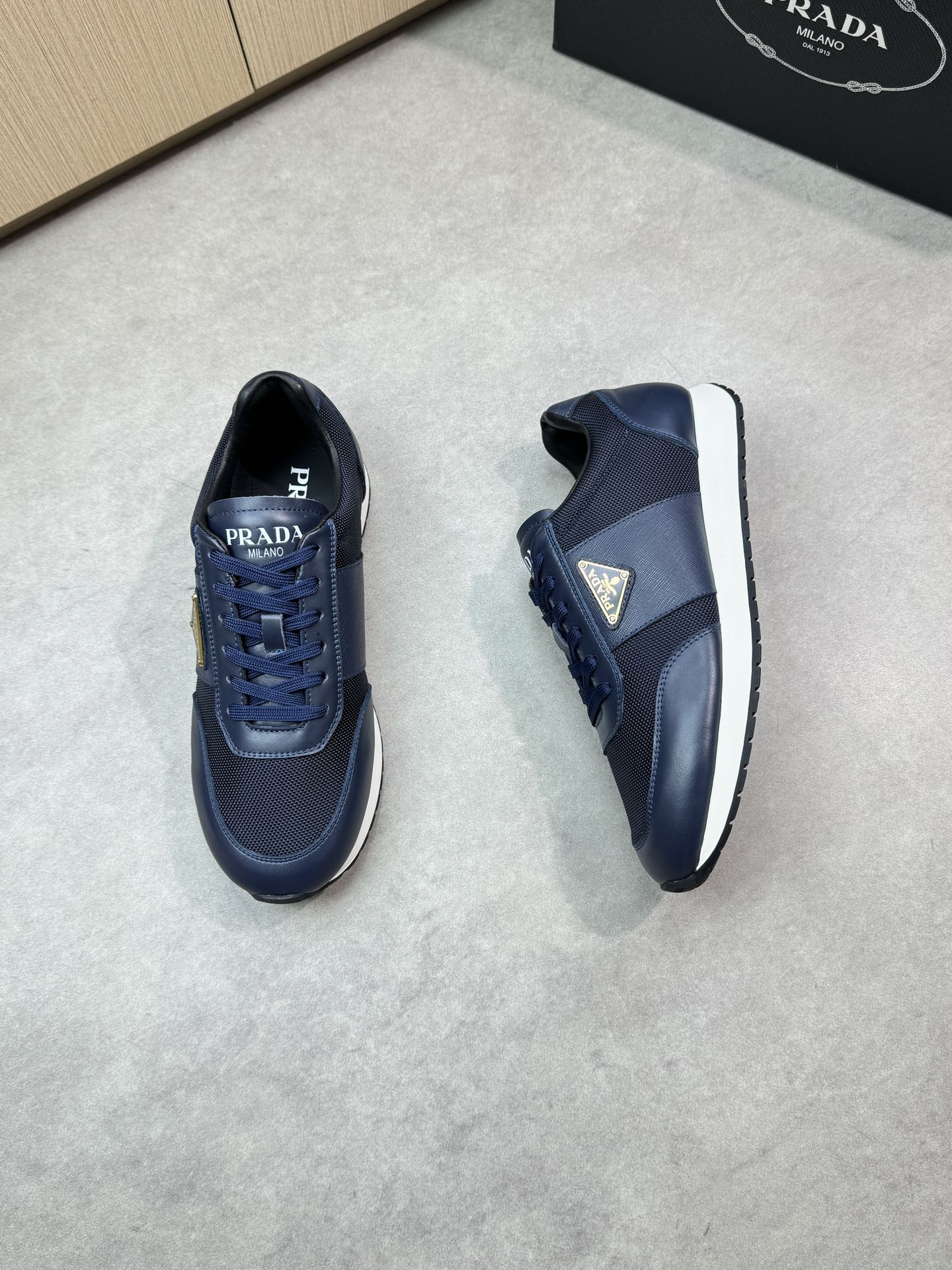 Prada Men's Nappa Leather & Fabric Casual Sneakers - Blue, Size 38-44 3 i1746984704 5838 1