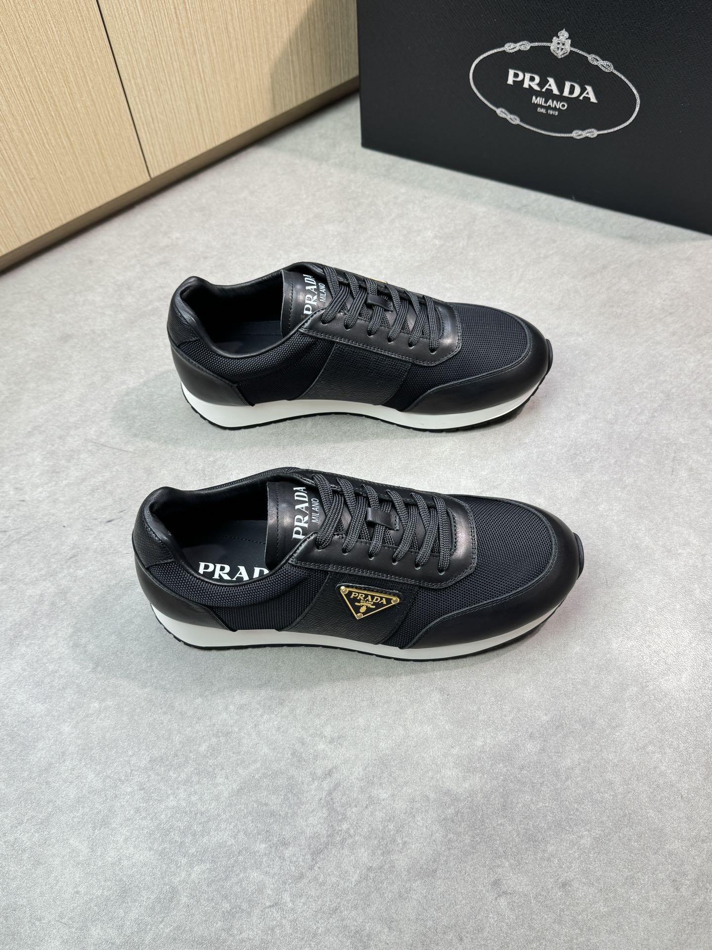 Prada Men's Nappa Leather & Canvas Sneakers - Black - Sizes 38-44 2 i1746984733 2413 0