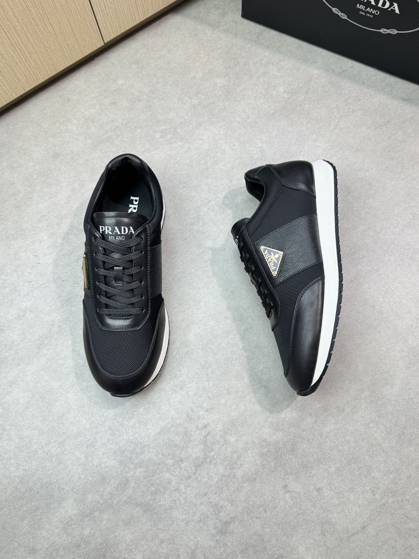 Prada Men's Nappa Leather & Canvas Sneakers - Black - Sizes 38-44 3 i1746984733 3826 1