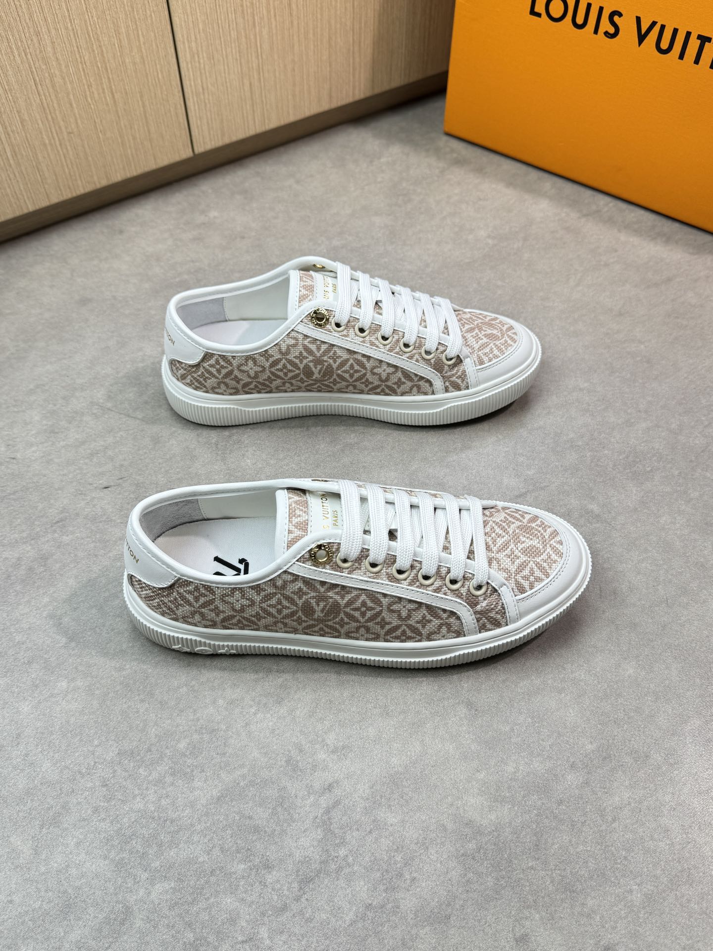 Louis Vuitton Women's LV Monogram Canvas Sneaker Beige/White 1 i1748537738 5727 0