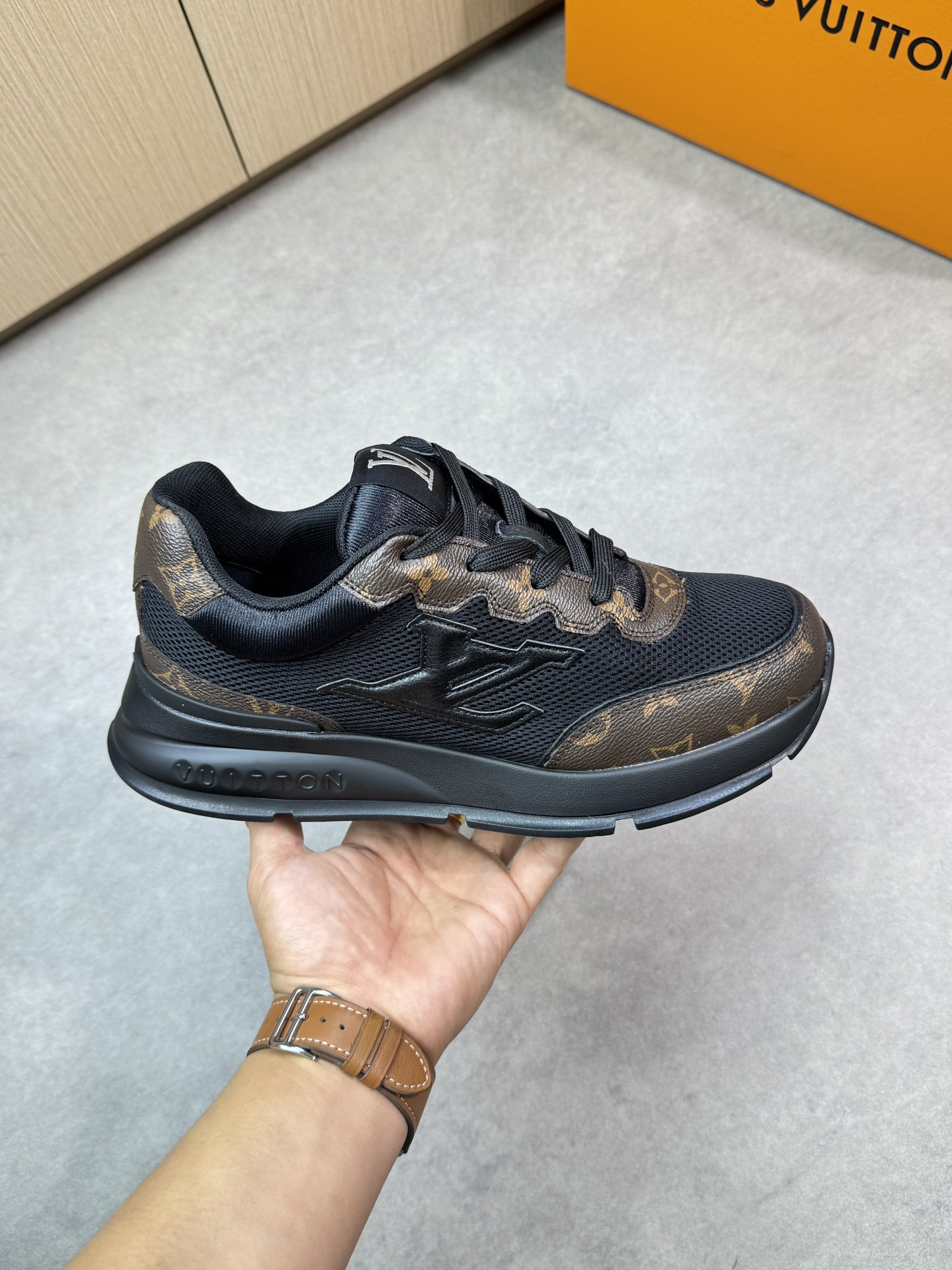 Louis Vuitton Men's and Women's Black Leather and Canvas Luxury Sneakers 5 i1748538892 3702 3
