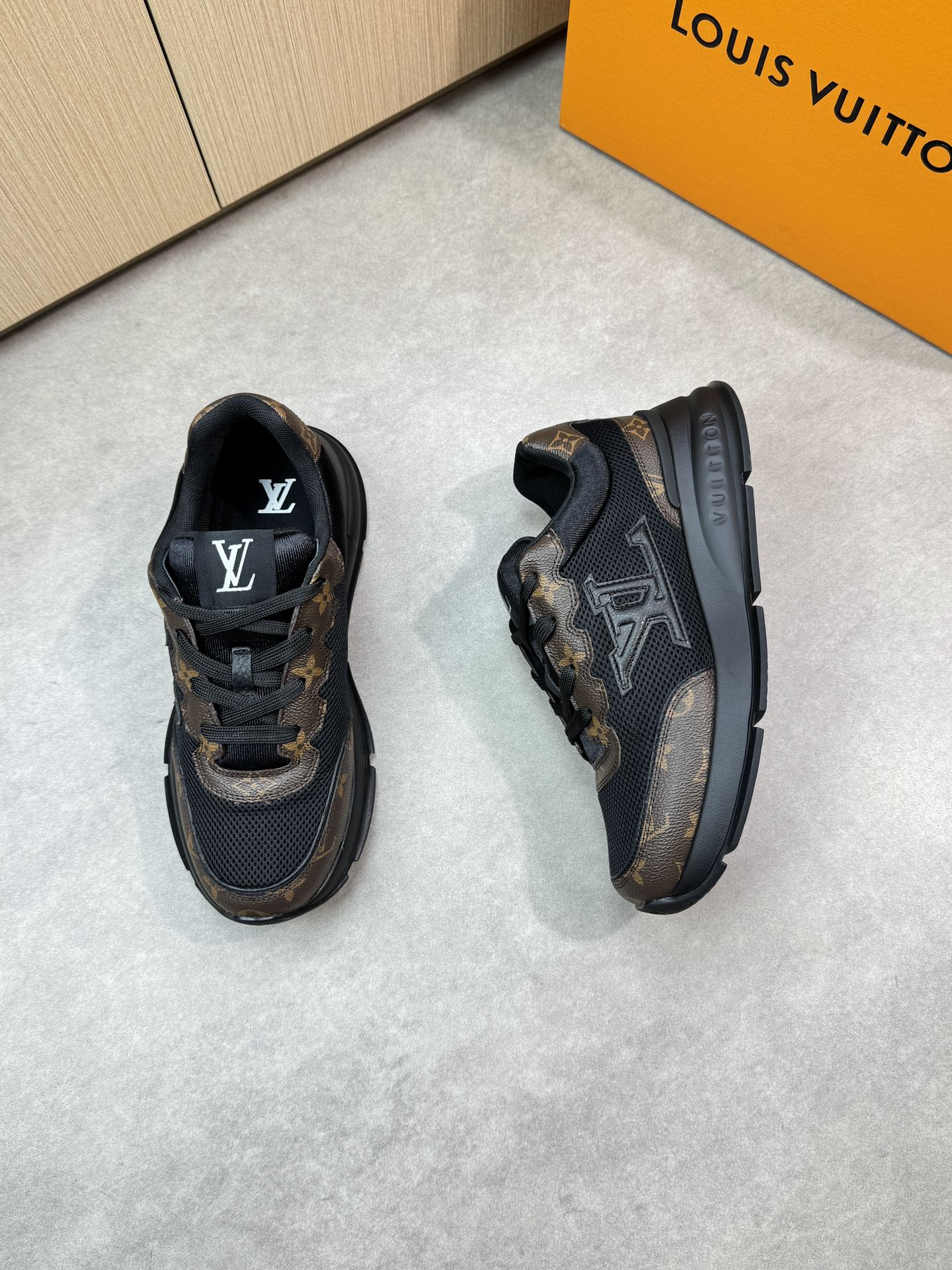 Louis Vuitton Men's and Women's Black Leather and Canvas Luxury Sneakers 3 i1748538892 6723 1