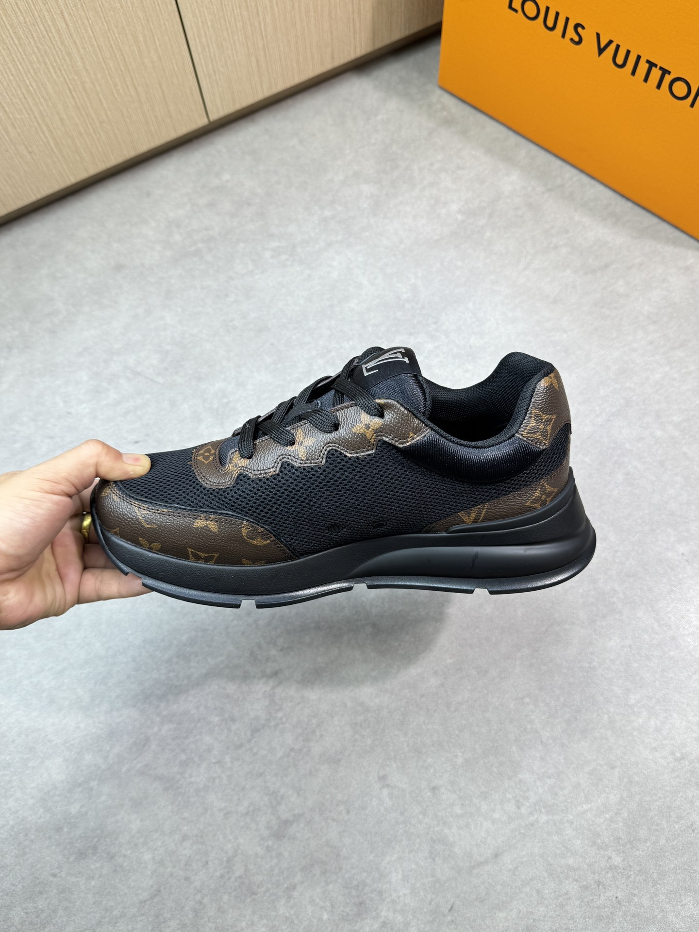 Louis Vuitton Men's and Women's Black Leather and Canvas Luxury Sneakers 6 i1748538892 9544 4