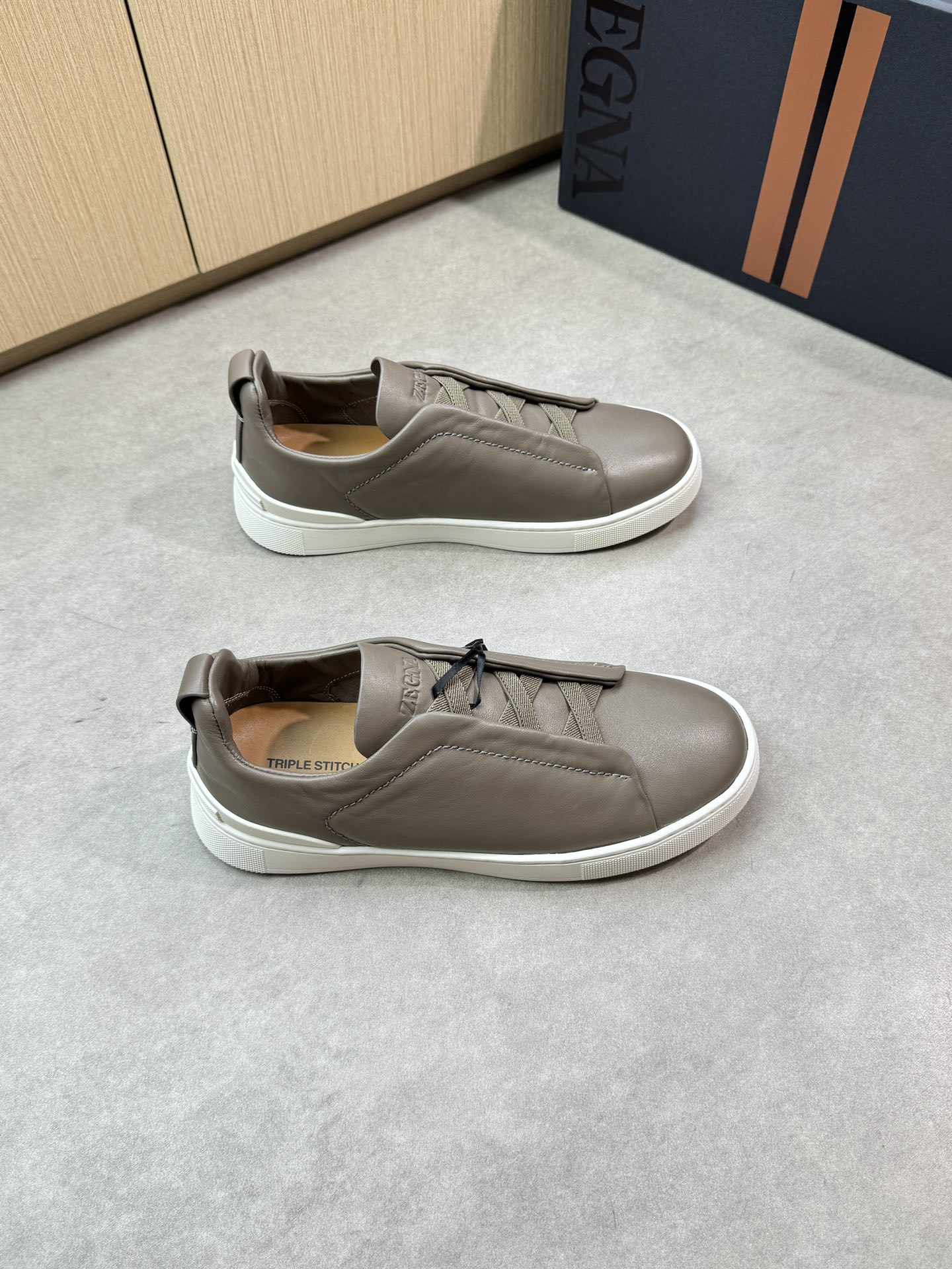 Zegna Men's Leather Slip-On Sneakers, Casual and Comfortable Walking Shoes