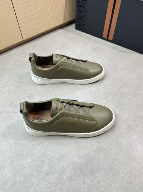 Zegna Premium Olive Leather Slip-On Sneakers - Casual Comfort & Style 1 Zegna Premium Olive Leather Slip-On Sneakers - Casual Comfort & Style