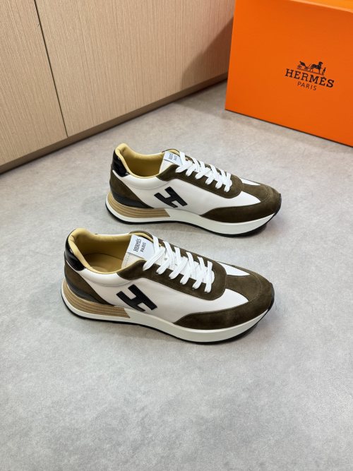 Hermes Nappa Leather and Suede Casual Sneakers with 'H' Logo - Stylish & Comfortable 1 Hermes Nappa Leather and Suede Casual Sneakers with 'H' Logo - Stylish & Comfortable