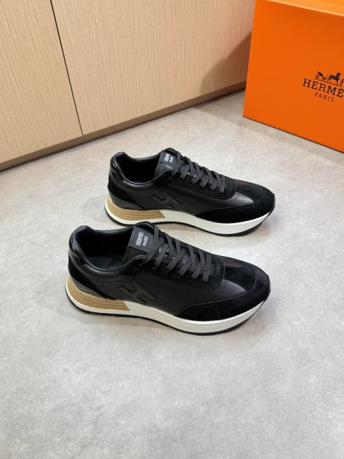 Hermes Men's Nappa Leather & Suede Casual Sneakers with 'H' Emblem 1 Hermes Men's Nappa Leather & Suede Casual Sneakers with 'H' Emblem