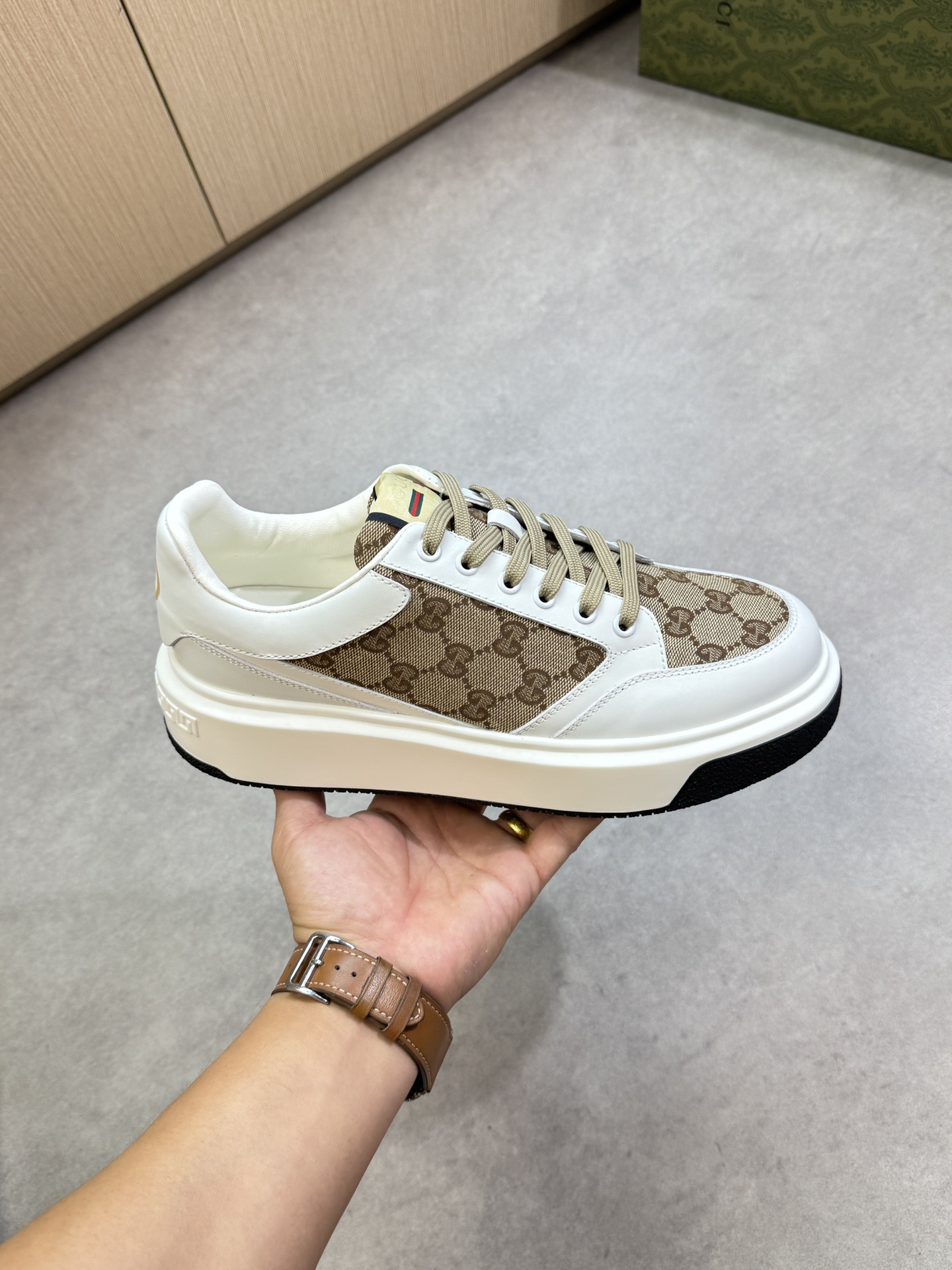 Gucci Leather and Logo Sneakers for Men, White/Brown, Sizes 38-44 5 i1755016916 3819 3