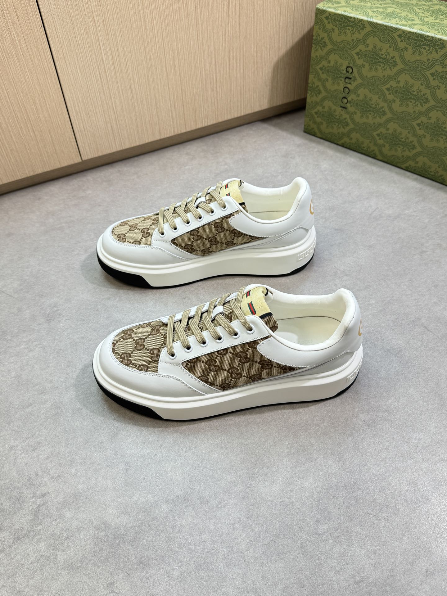 Gucci Leather and Logo Sneakers for Men, White/Brown, Sizes 38-44 4 i1755016916 6080 2