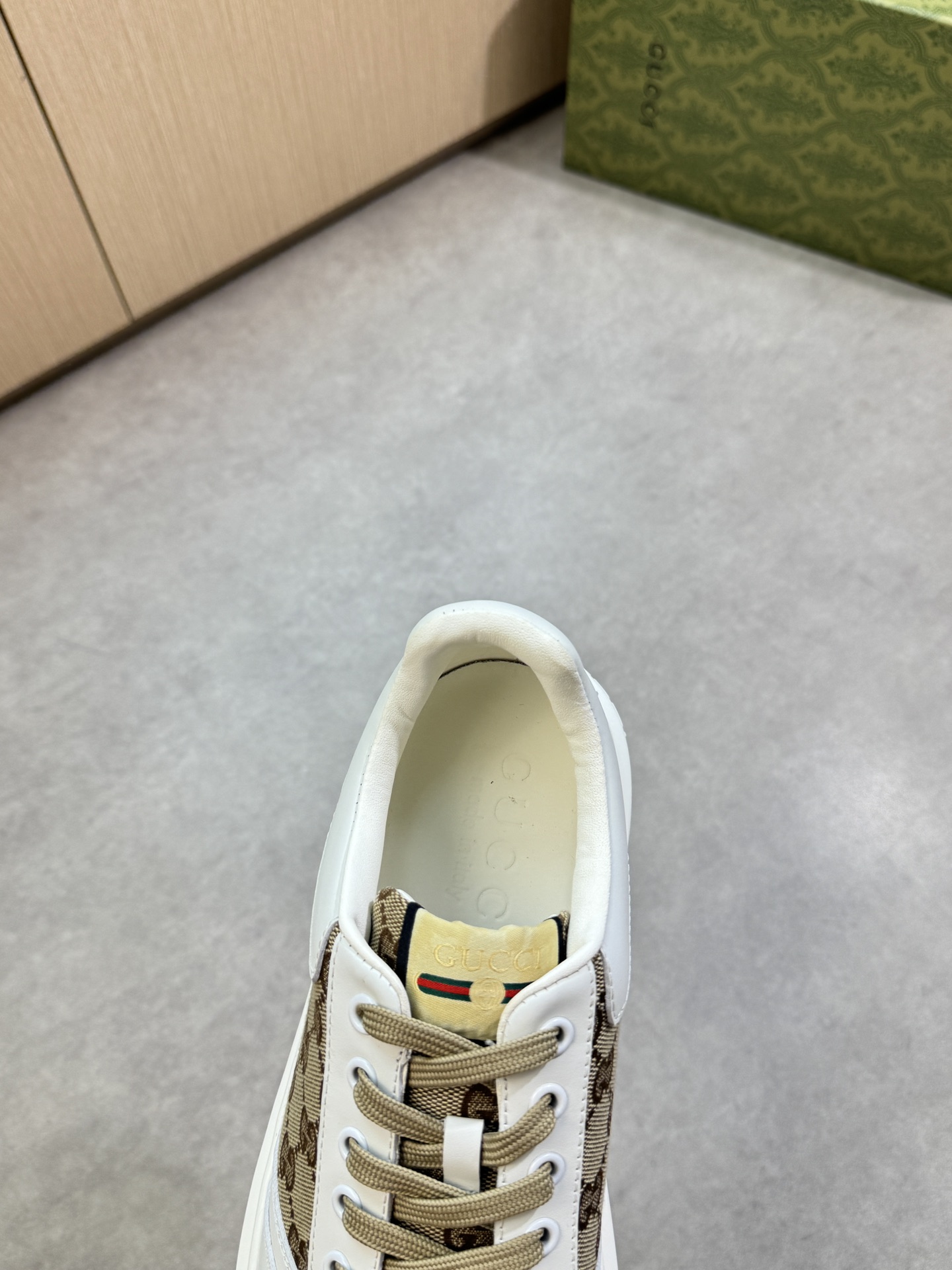 Gucci Leather and Logo Sneakers for Men, White/Brown, Sizes 38-44 8 i1755016916 6337 6