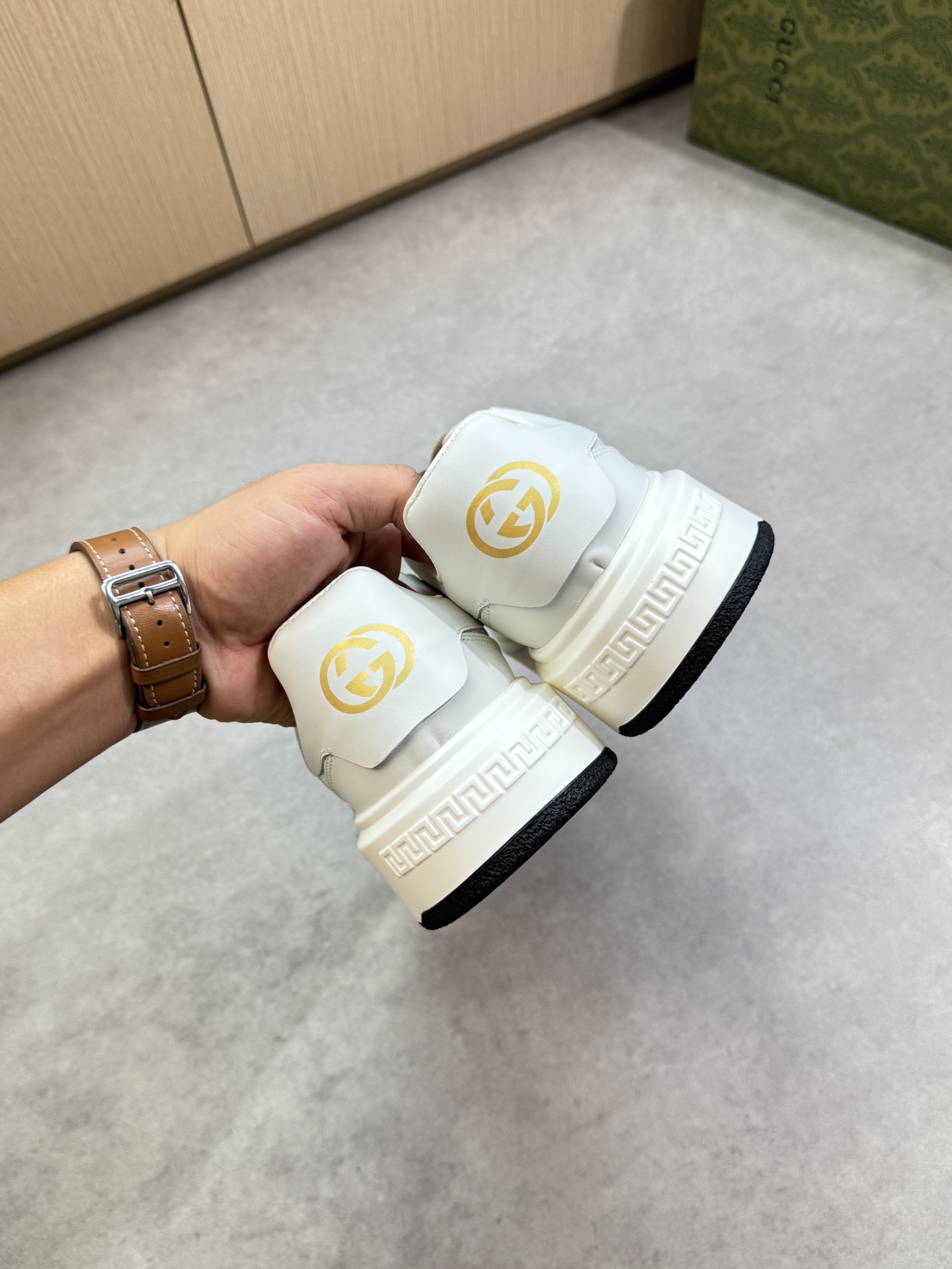 Gucci Leather and Logo Sneakers for Men, White/Brown, Sizes 38-44 9 i1755016916 7830 7