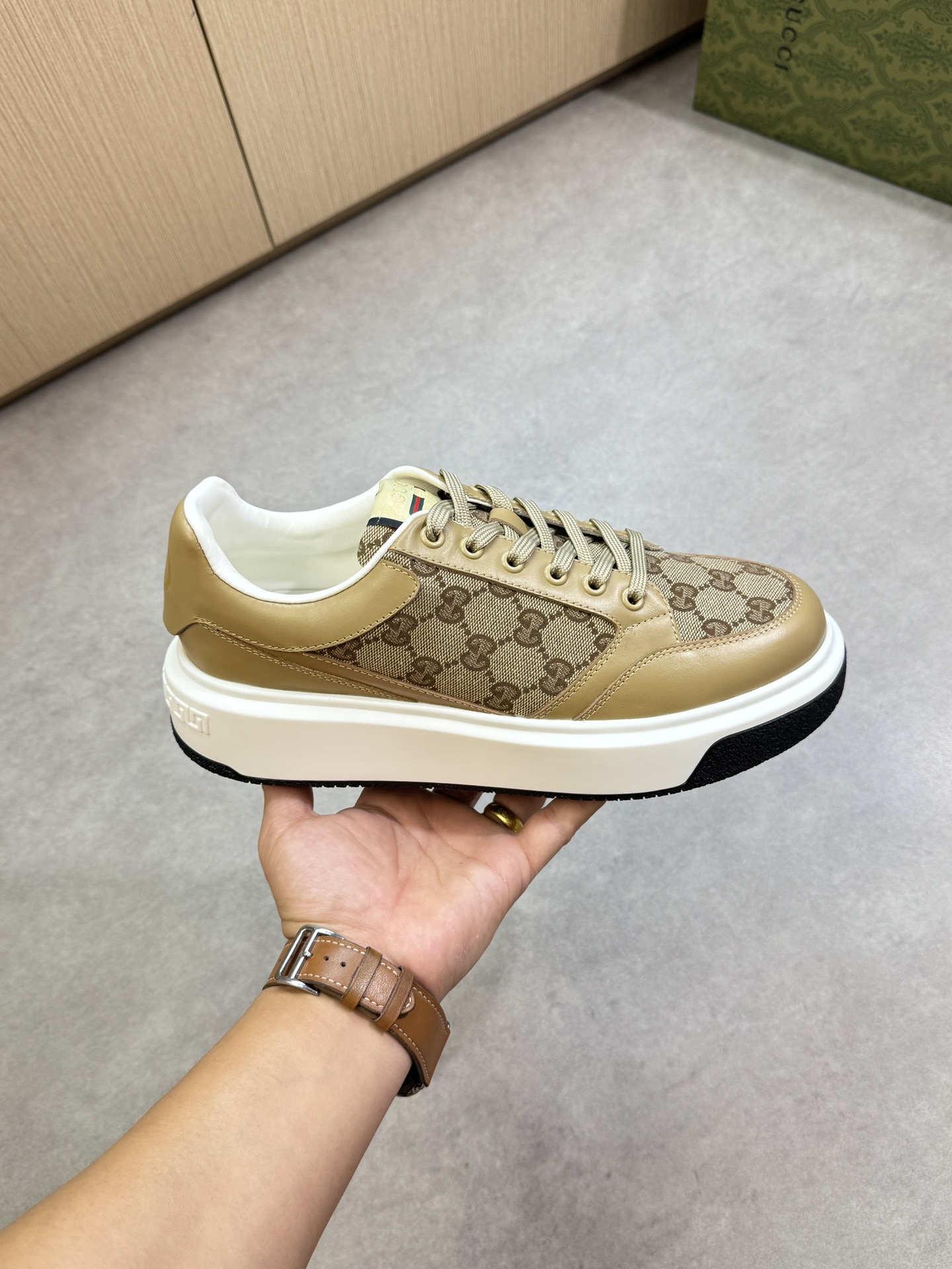 Gucci Monogram Leather Trim Sneakers, Iconic Design, Comfortable and Stylish 5 i1755016976 8501 3