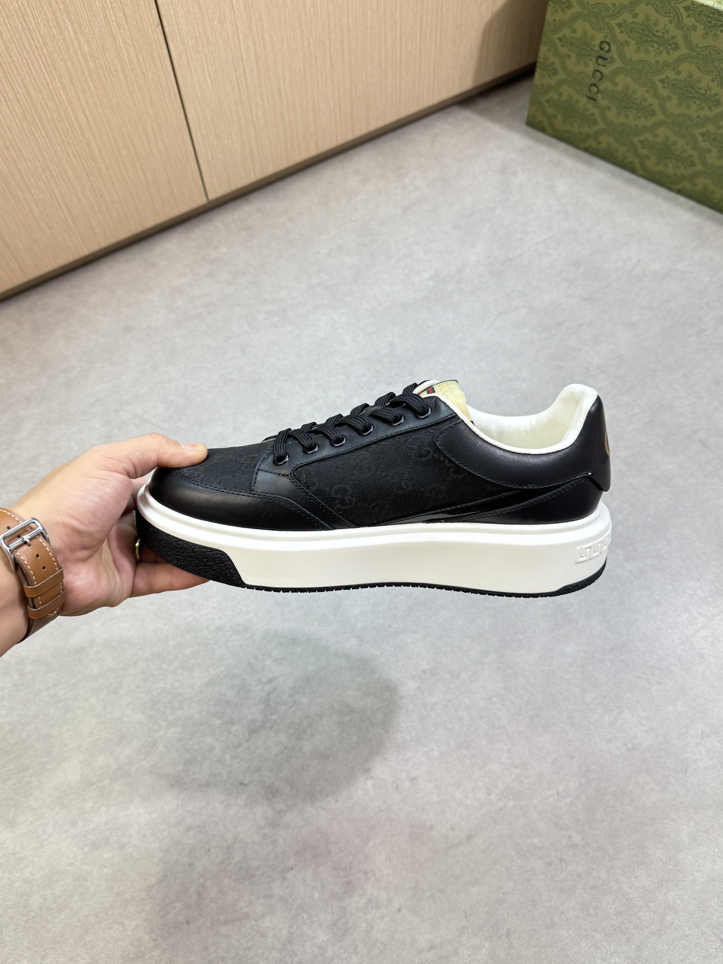 Gucci Men's Black Leather & Canvas Platform Sneakers - Stylish & Comfortable 5 i1755016995 782 4
