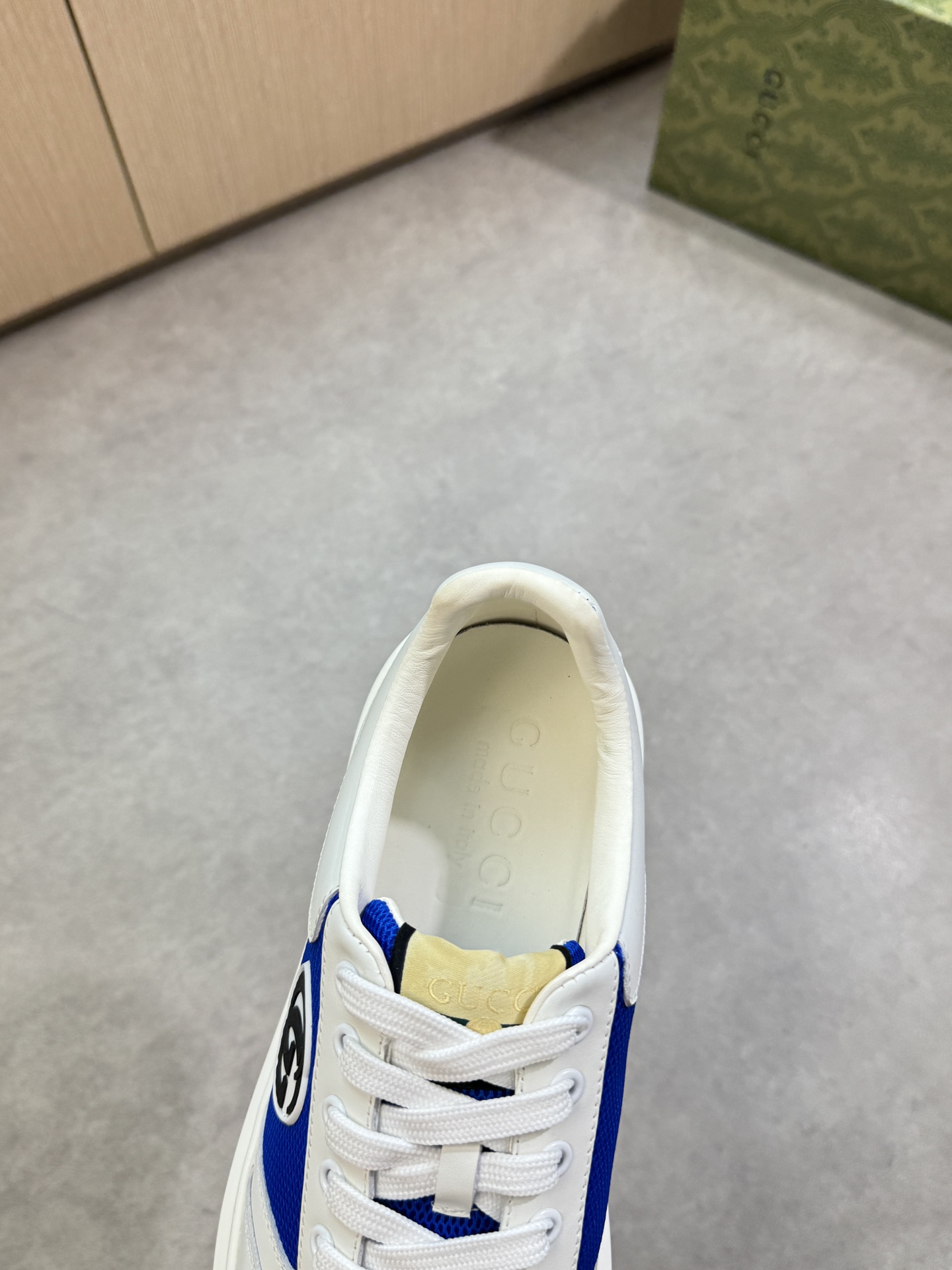 Gucci Men's Blue and White Leather and Mesh Lace-Up Sneakers 7 i1755017512 6254 6