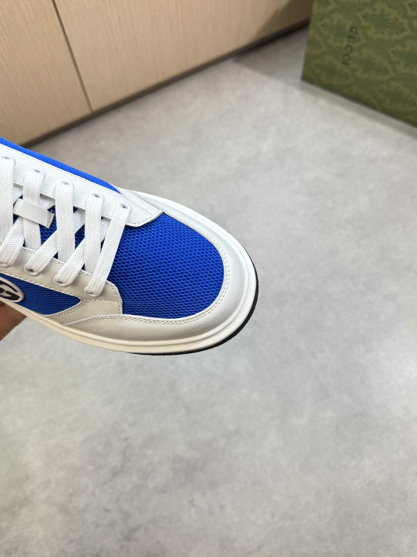 Gucci Men's Blue and White Leather and Mesh Lace-Up Sneakers 6 i1755017512 779 5