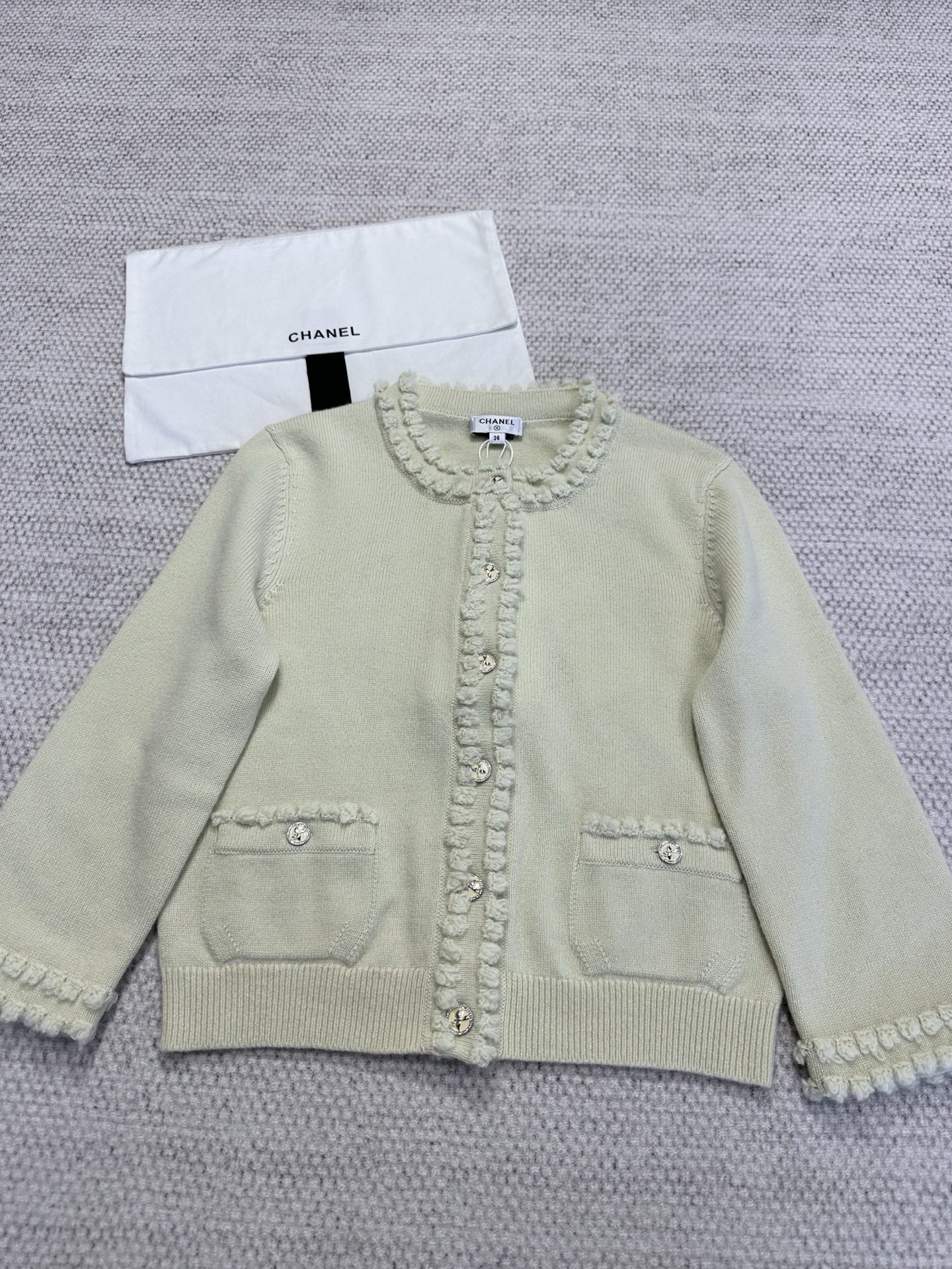 Chanel Cashmere Knit Cardigan with Ruffle Trim and Decorative Buttons 5 i1749459100713 2285 0 3