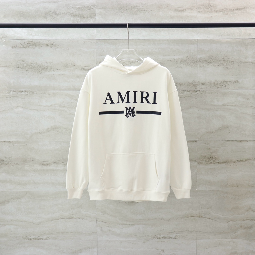 Amiri Clothing Hoodies Black White Printing Unisex Cotton Trendy Brand Hooded Top