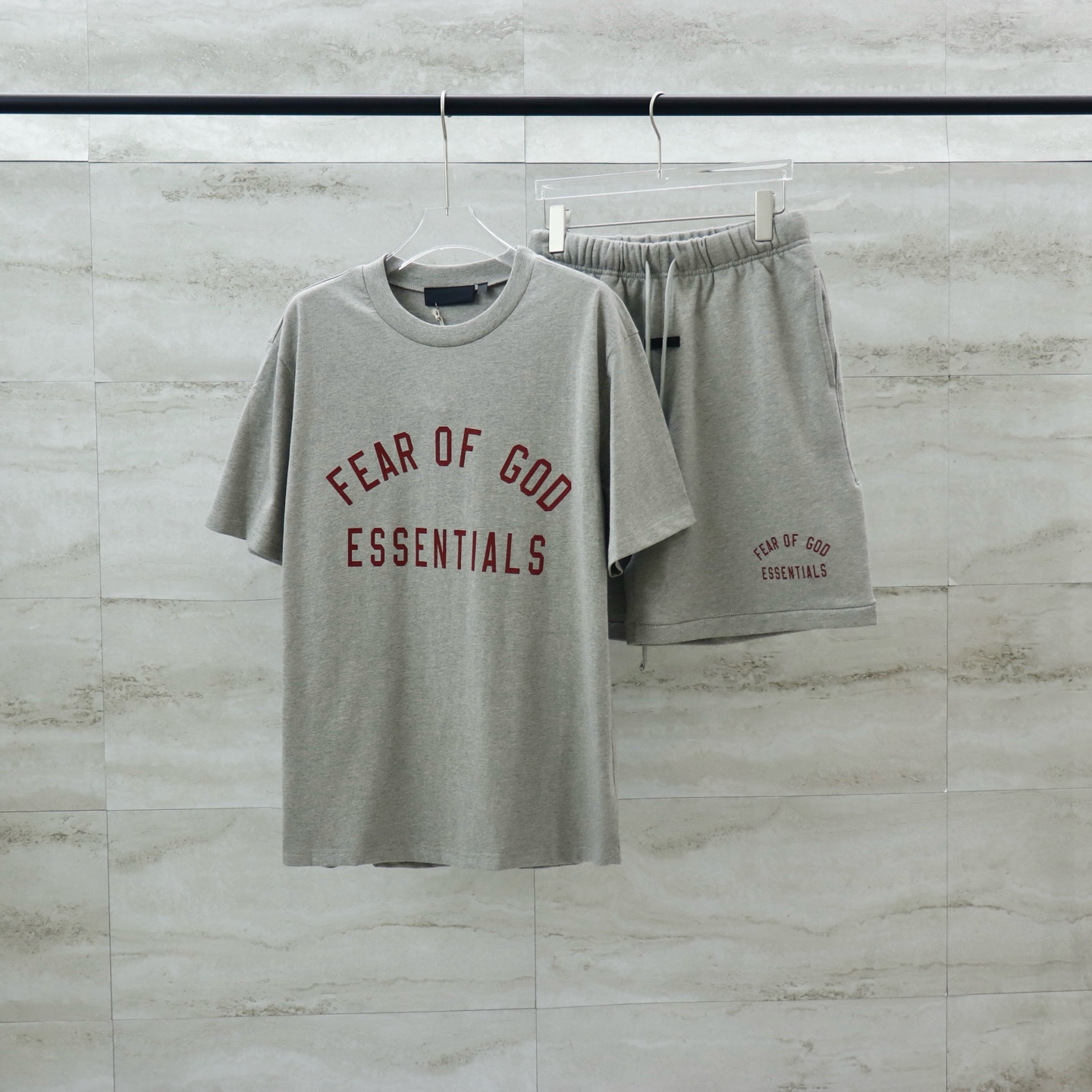 Fear of God Essentials Grey Cotton Blend Shorts with Drawstring Waist 3 i1740654020725 3251 0 5