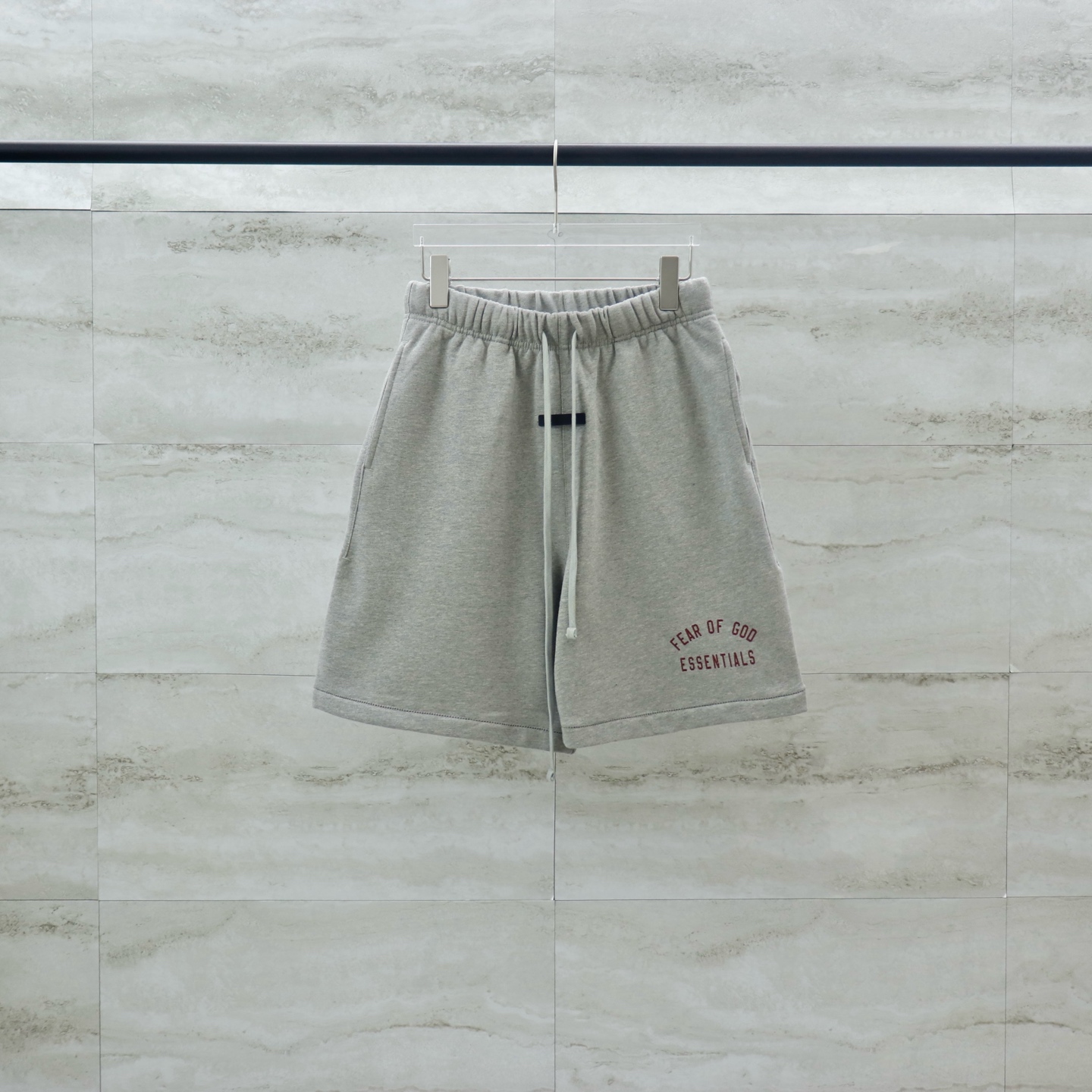 Fear of God Essentials Grey Cotton Blend Shorts with Drawstring Waist 1 i1740717023830 8104 0 0