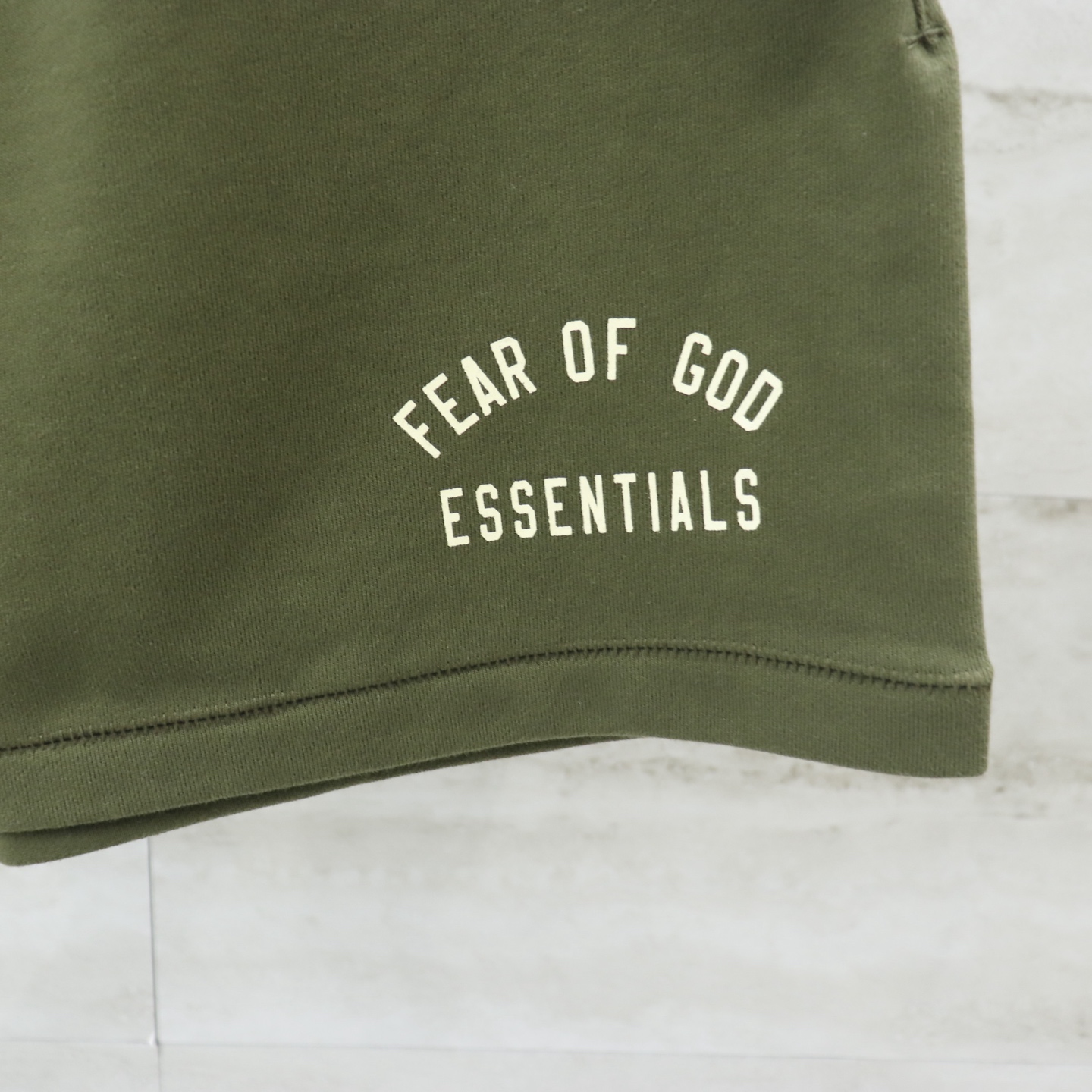 Fear of God Essentials Olive Green Graphic Print Sweat Shorts for Men and Women 4 i1740717460983 279 0 8