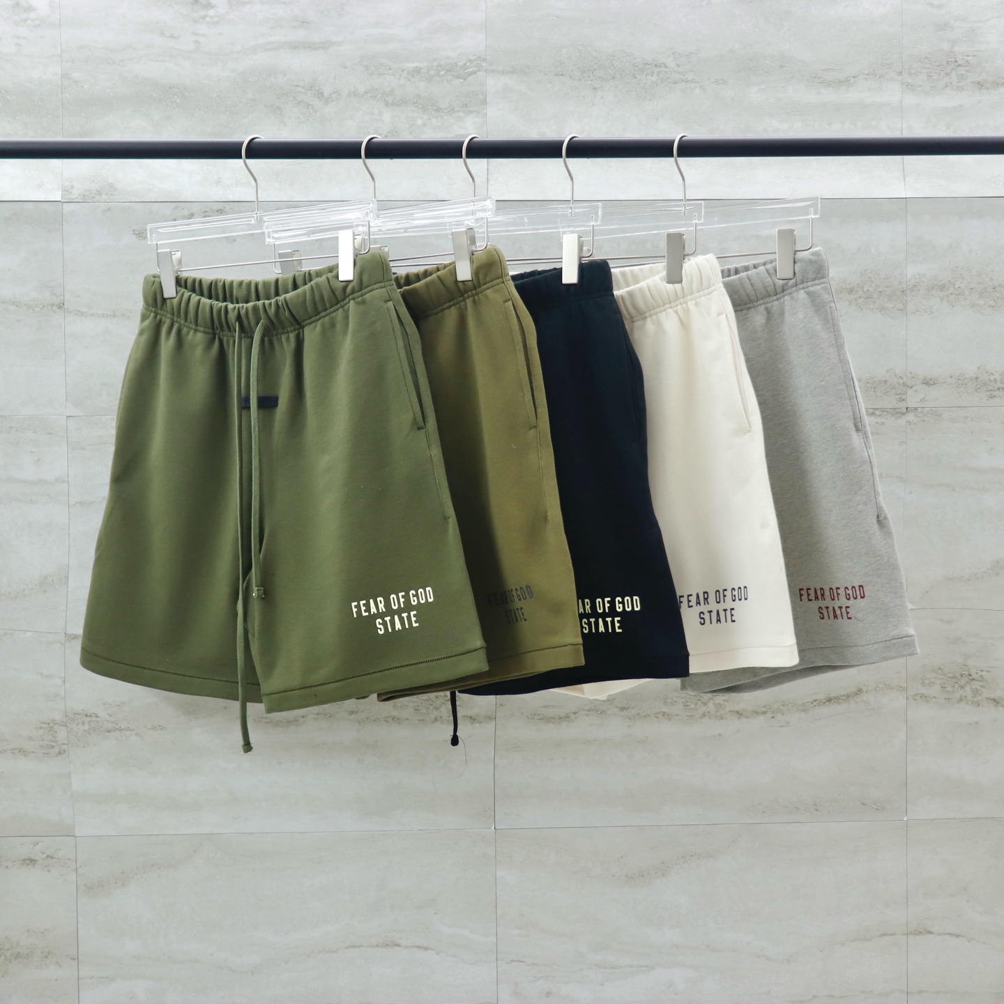 Fear Of God State Olive Green Cotton Blend Fleece Shorts S-XL 9 i1740720093393 6426 0 0