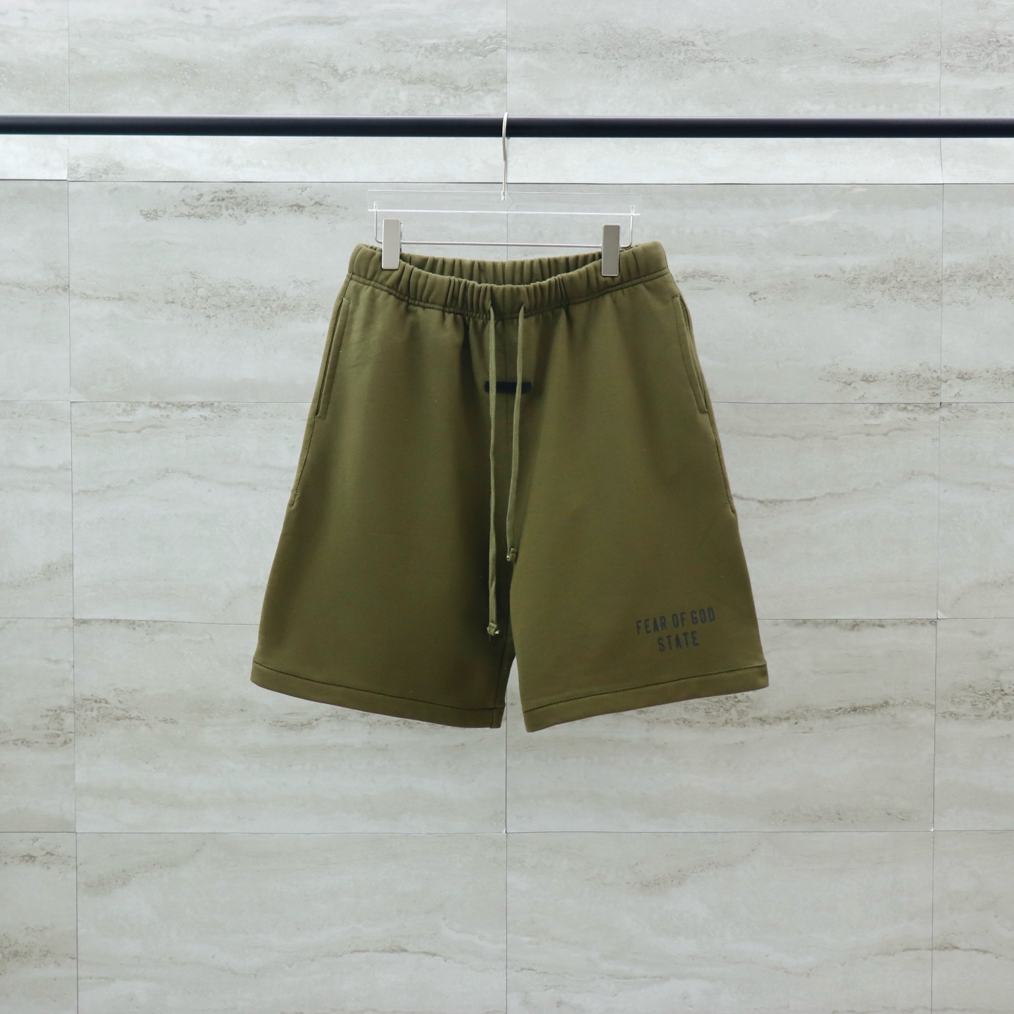 Fear of God Essentials Olive Green Sweat Shorts - Casual Comfort, S-XL