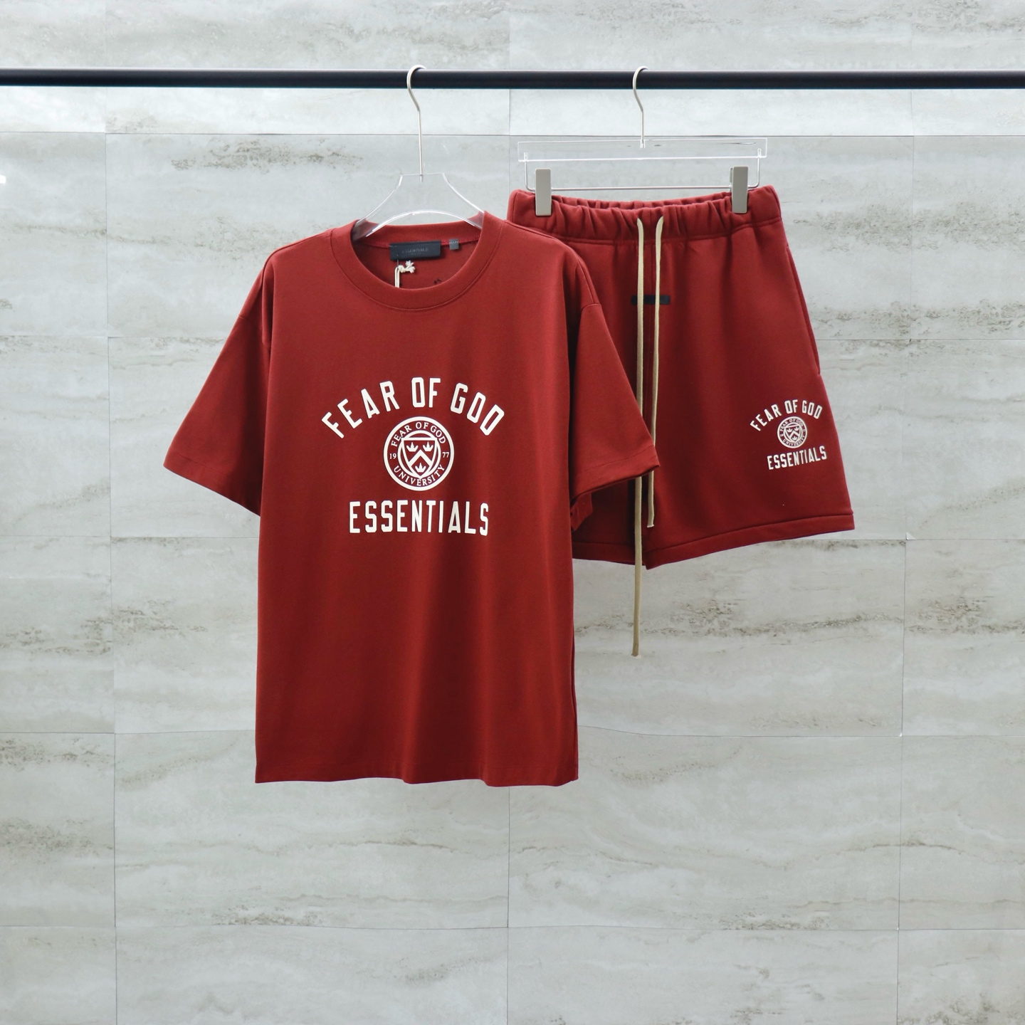 Fear of God Essentials Matching Set – T-Shirt and Shorts - Beige, Size S-XL 7 i1743143351270 6430 0 3
