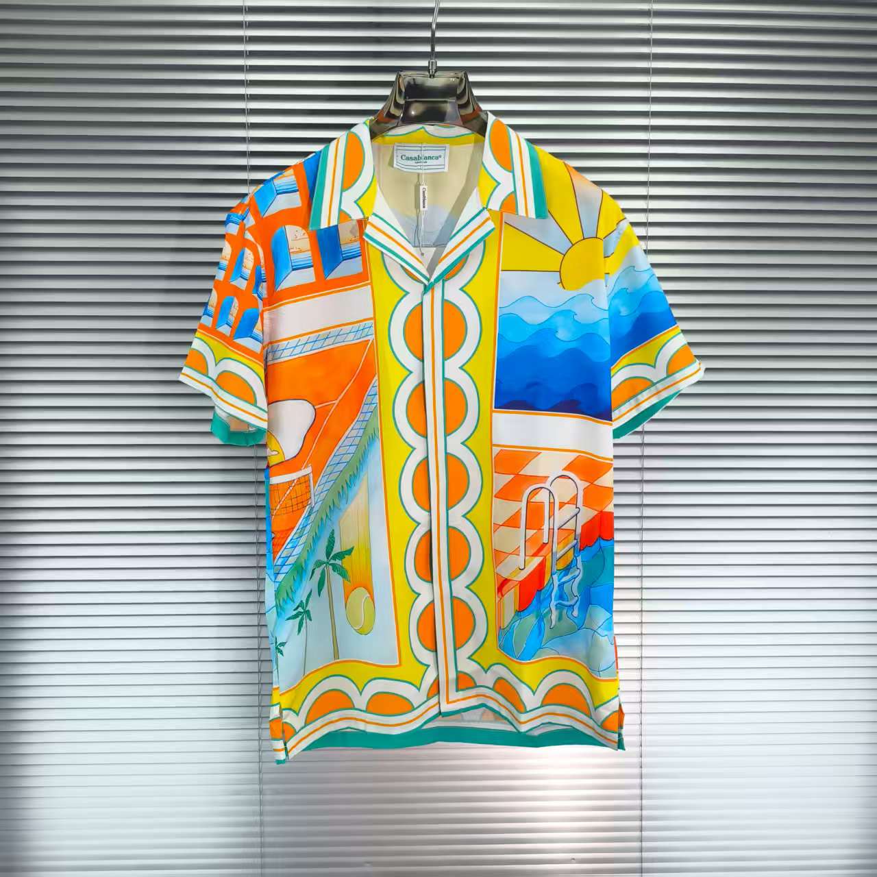 casa colección de verano 2025 nueva: camisa de manga corta + pantalones cortos con forro de malla, estampado de cuerpo …