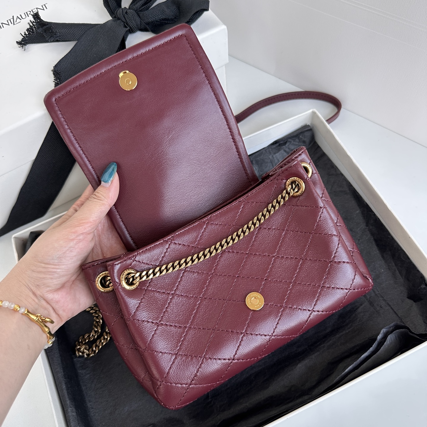 Yves Saint Laurent Mini Nolit Burgundy Leather Shoulder Bag - 18x13x6cm 8 i1745223679639 742 0 7