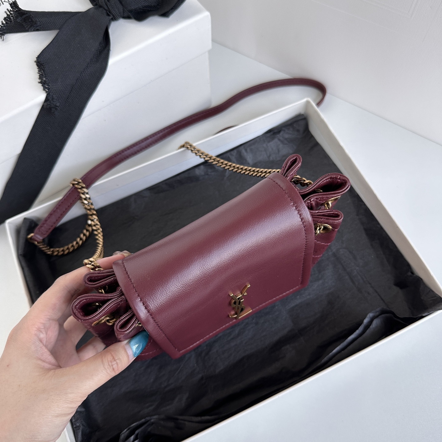 Yves Saint Laurent Mini Nolit Burgundy Leather Shoulder Bag - 18x13x6cm 3 i1745223681039 8272 0 2