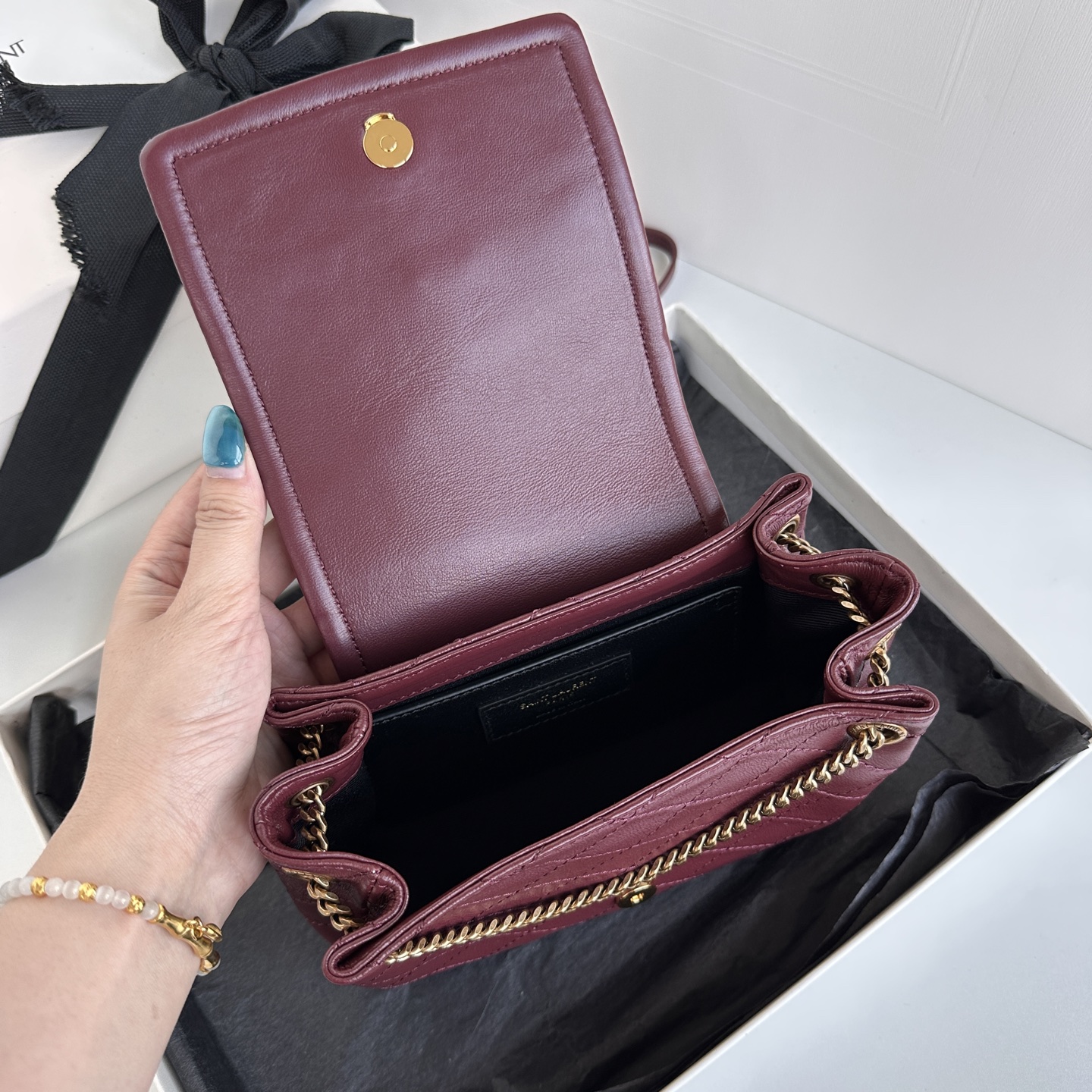 Yves Saint Laurent Mini Nolit Burgundy Leather Shoulder Bag - 18x13x6cm 9 i1745223688603 3901 0 8