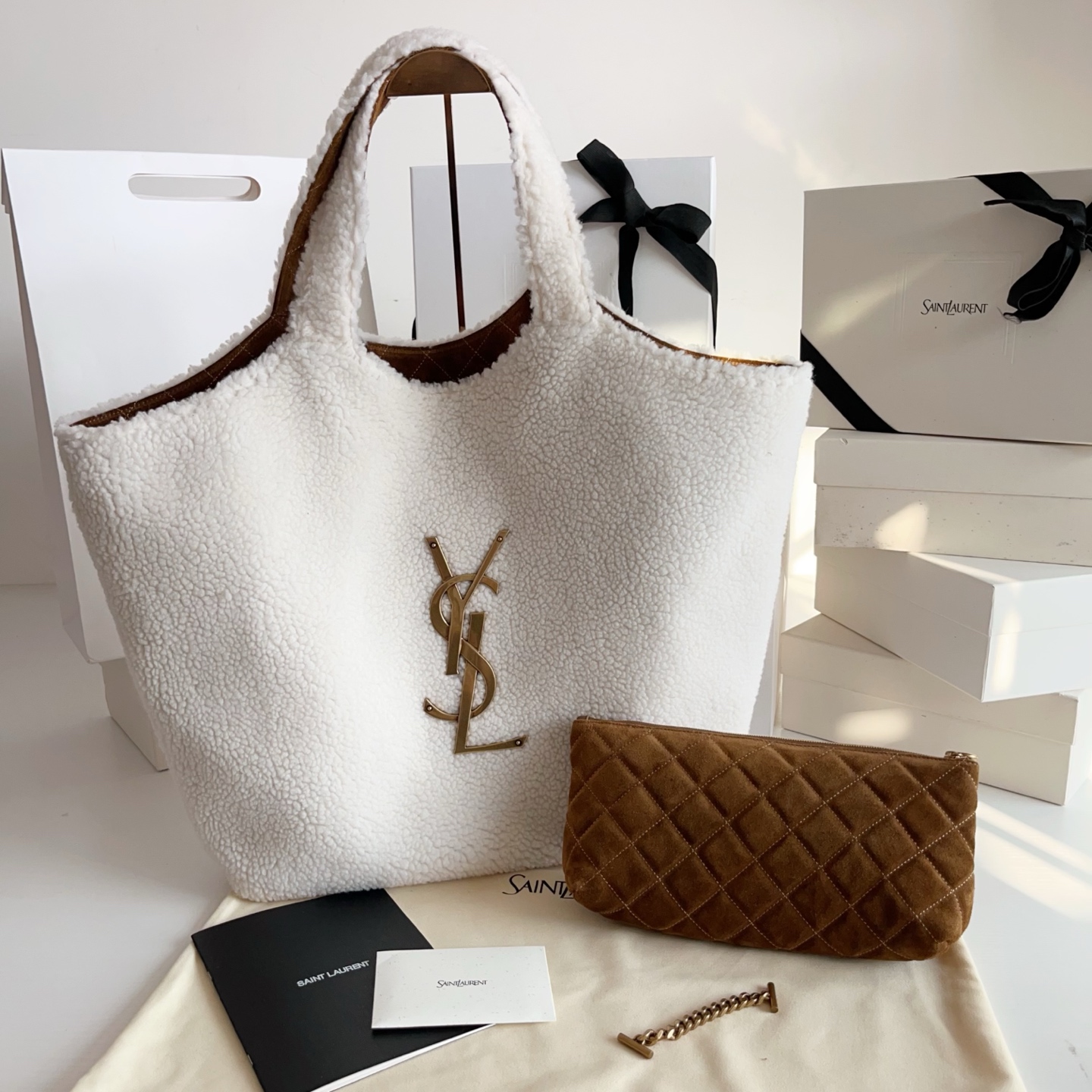 Saint Laurent 大号羊羔毛购物袋▪ 𝗜𝗖𝗔𝗥𝗘 ▪