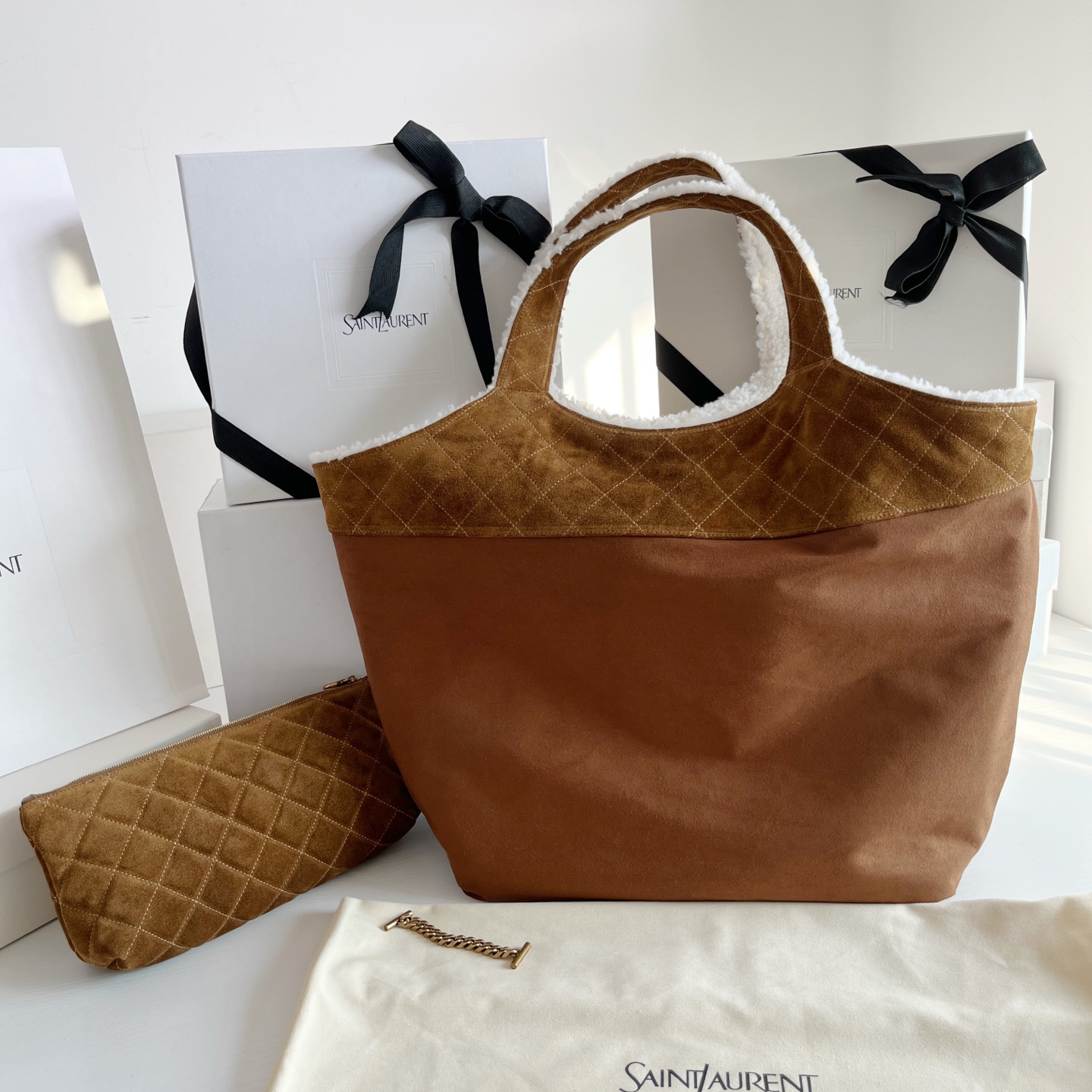 Saint Laurent 大号羊羔毛购物袋▪ 𝗜𝗖𝗔𝗥𝗘 ▪