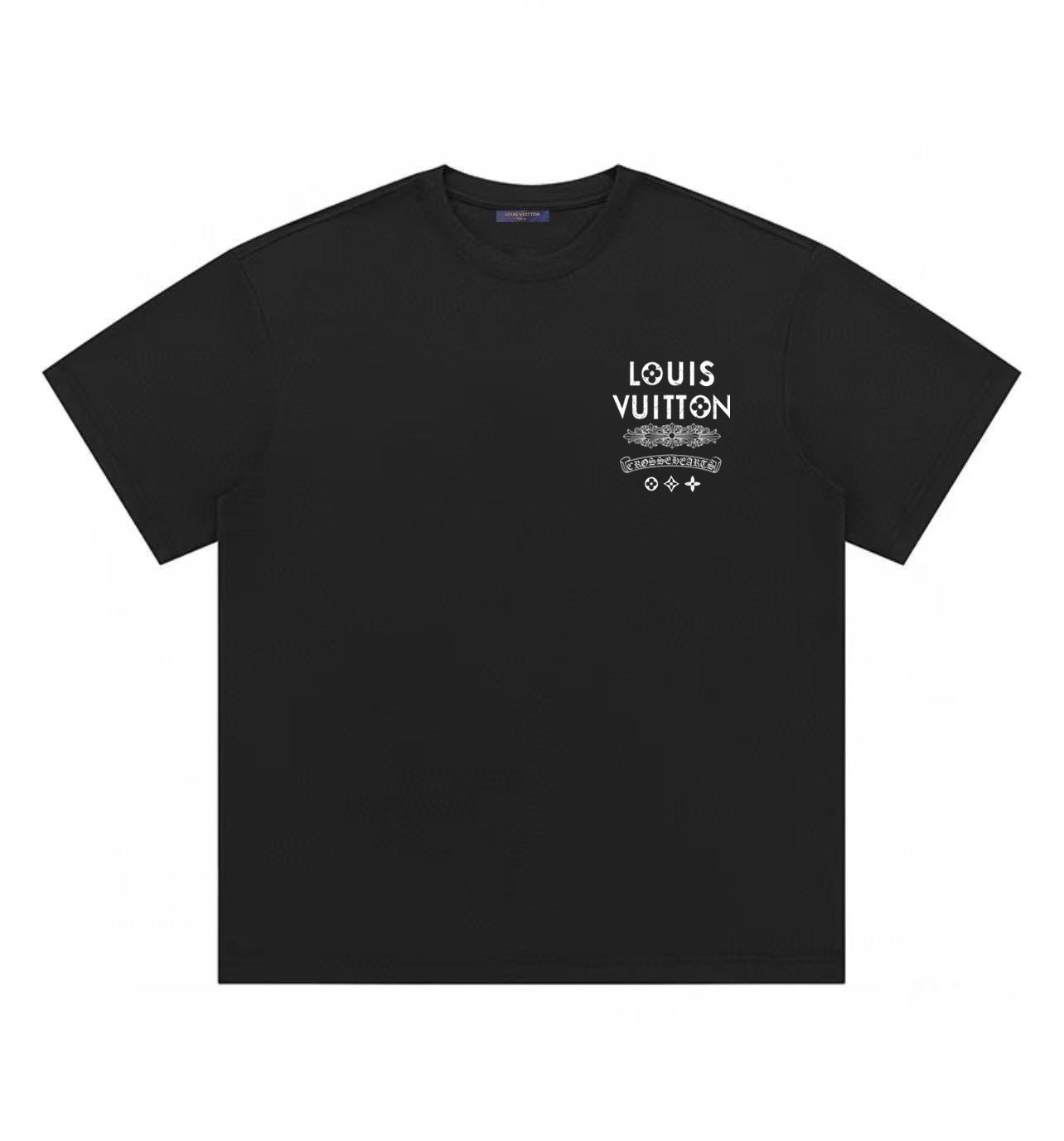 🛒购物价：68💰[原标包装吊牌.采用200克纯棉面料]广东本地工厂直销.另外有240克需加10元. VL联名KL不全前后短袖

LOUIS VUITTON LV 路易威登裂纹圆领短袖半袖T恤
面料采用纯棉面料  
双线二本针压线 久洗不变形 
原版定制 高端进口印花 随意水洗
情侣可穿 男女同款
黑色—白色—碳灰色
尺码如下
