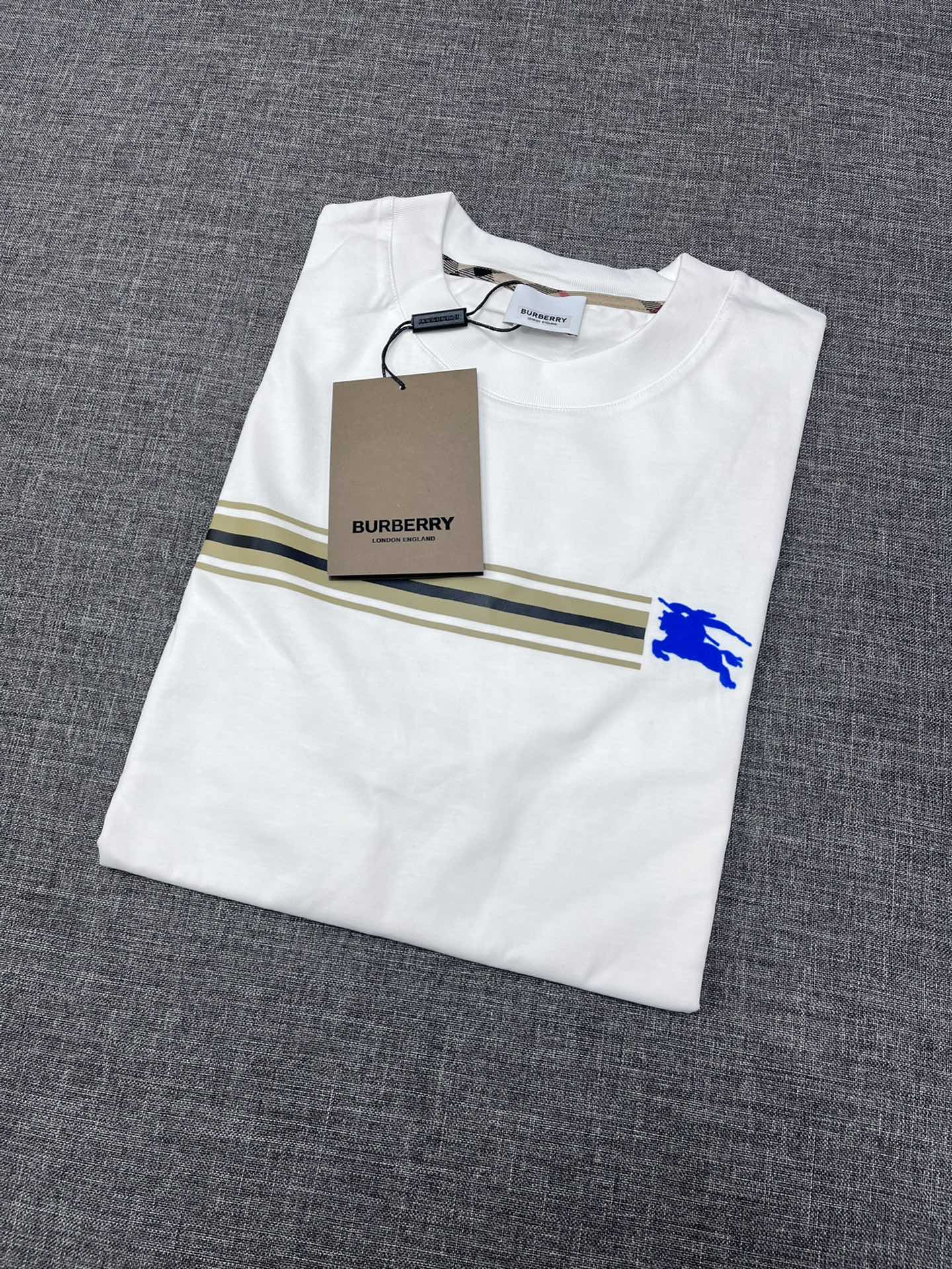 Knockoff höchste Qualität
 Burberry Kleidung T-Shirt Männer Gekämmte Baumwolle Kurzarm