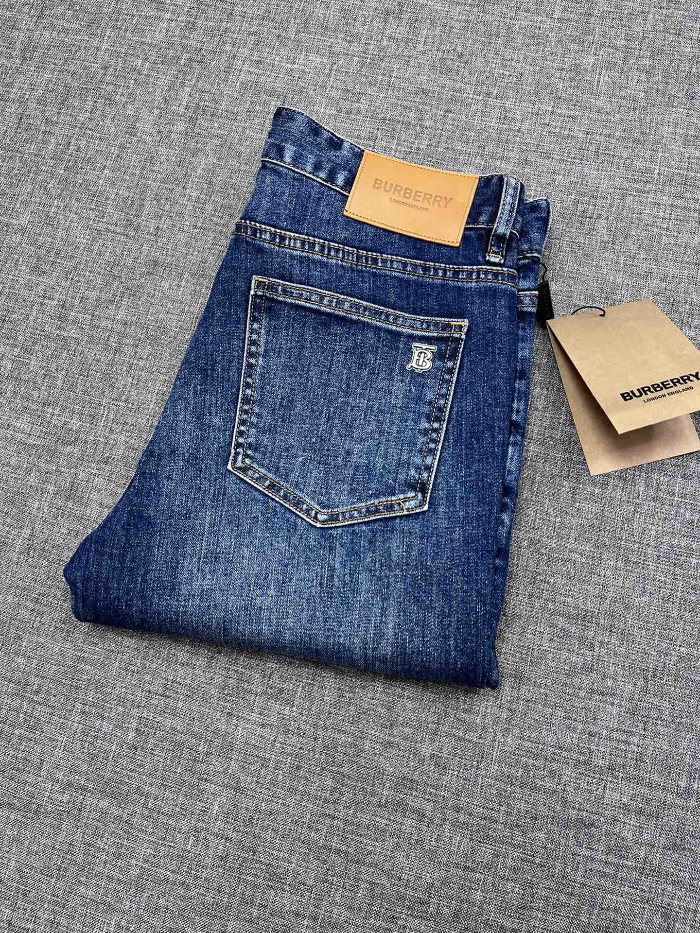 Burberry Kleding Spijkerbroek Koop goedkope replica
 Blauw Borduurwerk Mannen Denim Casual