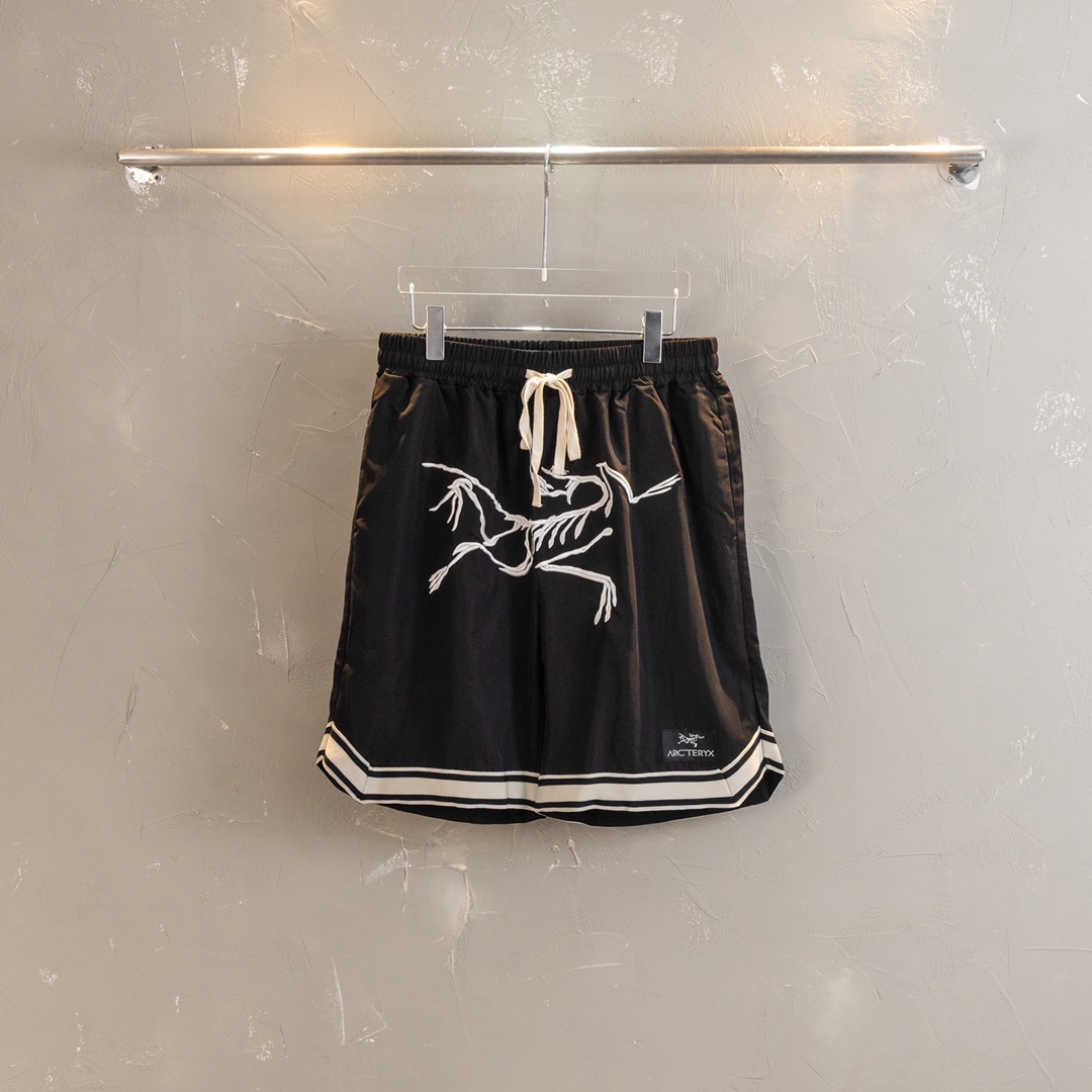 Arc’teryx Clothing Shorts Black Embroidery Unisex Cotton Sweatpants
