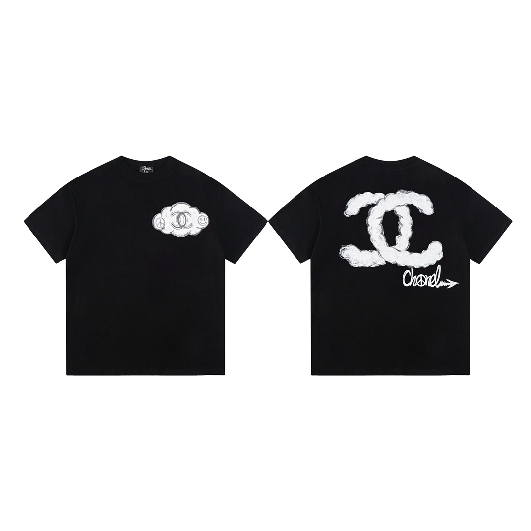 Chanel Clothing T-Shirt Black Printing Unisex Short Sleeve