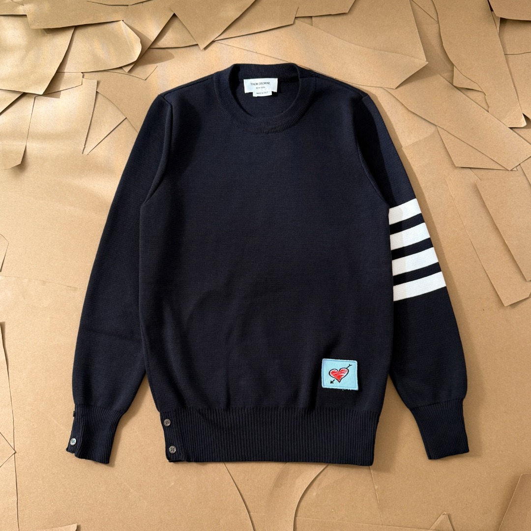 Thom Browne TB Classic Four-Bar Crewneck Wool Blend Sweater - Limited Edition