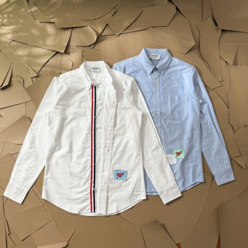 Thom Browne Oxford Long Sleeve Shirt with Grosgrain Detail - Valentine's Edition 1 Thom Browne Oxford Long Sleeve Shirt with Grosgrain Detail - Valentine's Edition