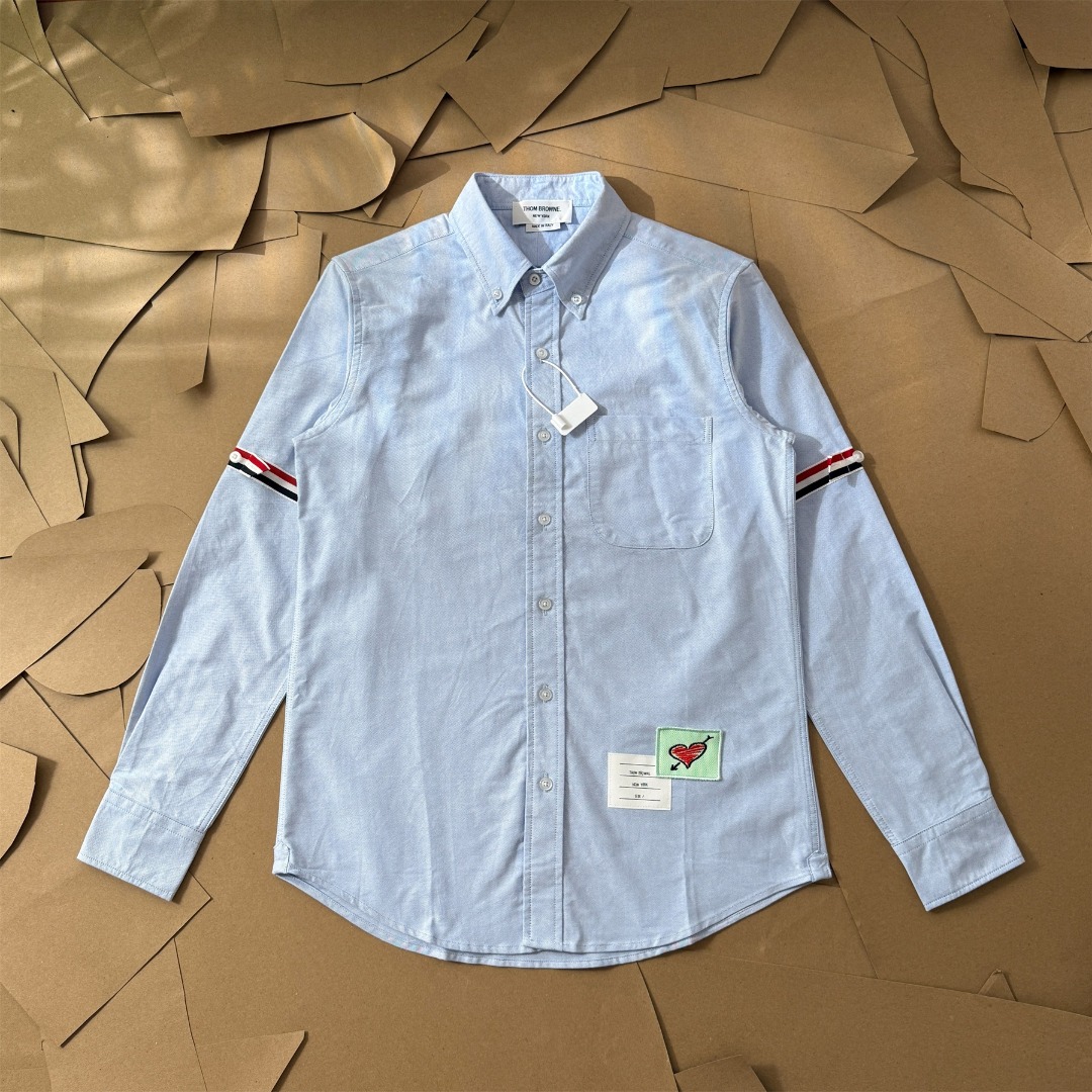 Thom Browne Oxford Shirt - Long Sleeve Button-Down with Signature Arm Stripes