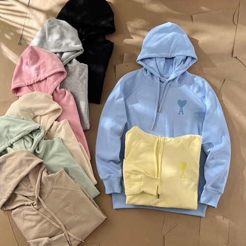 Ami Paris Macaron Color Embroidered Hoodie, Unisex Loose Fit Pullover Sweatshirt 1 Ami Paris Macaron Color Embroidered Hoodie, Unisex Loose Fit Pullover Sweatshirt