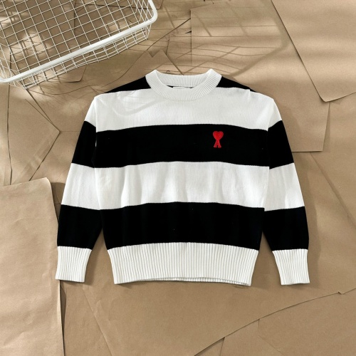 AMI Paris Striped Wool Sweater with Heart Logo - Unisex Design 1 AMI Paris Striped Wool Sweater with Heart Logo - Unisex Design