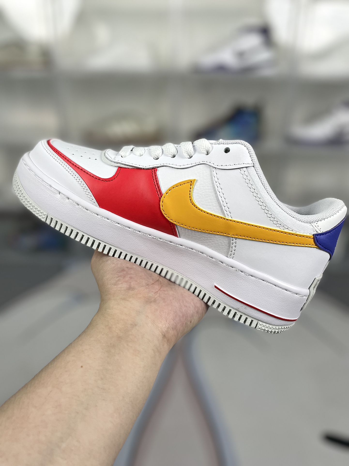 Nike Air Force 1 Shadow Women's Sneaker White/Yellow/Blue DZ1847-100 2 i1719518689 6364 0