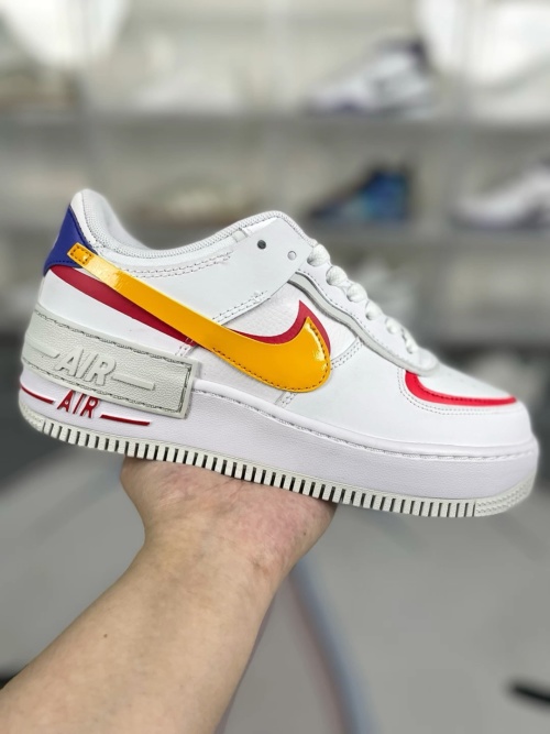 Nike Air Force 1 Shadow Women's Low Top Sneaker - White/Yellow/Blue 4 Nike Air Force 1 Shadow Women's Low Top Sneaker - White/Yellow/Blue